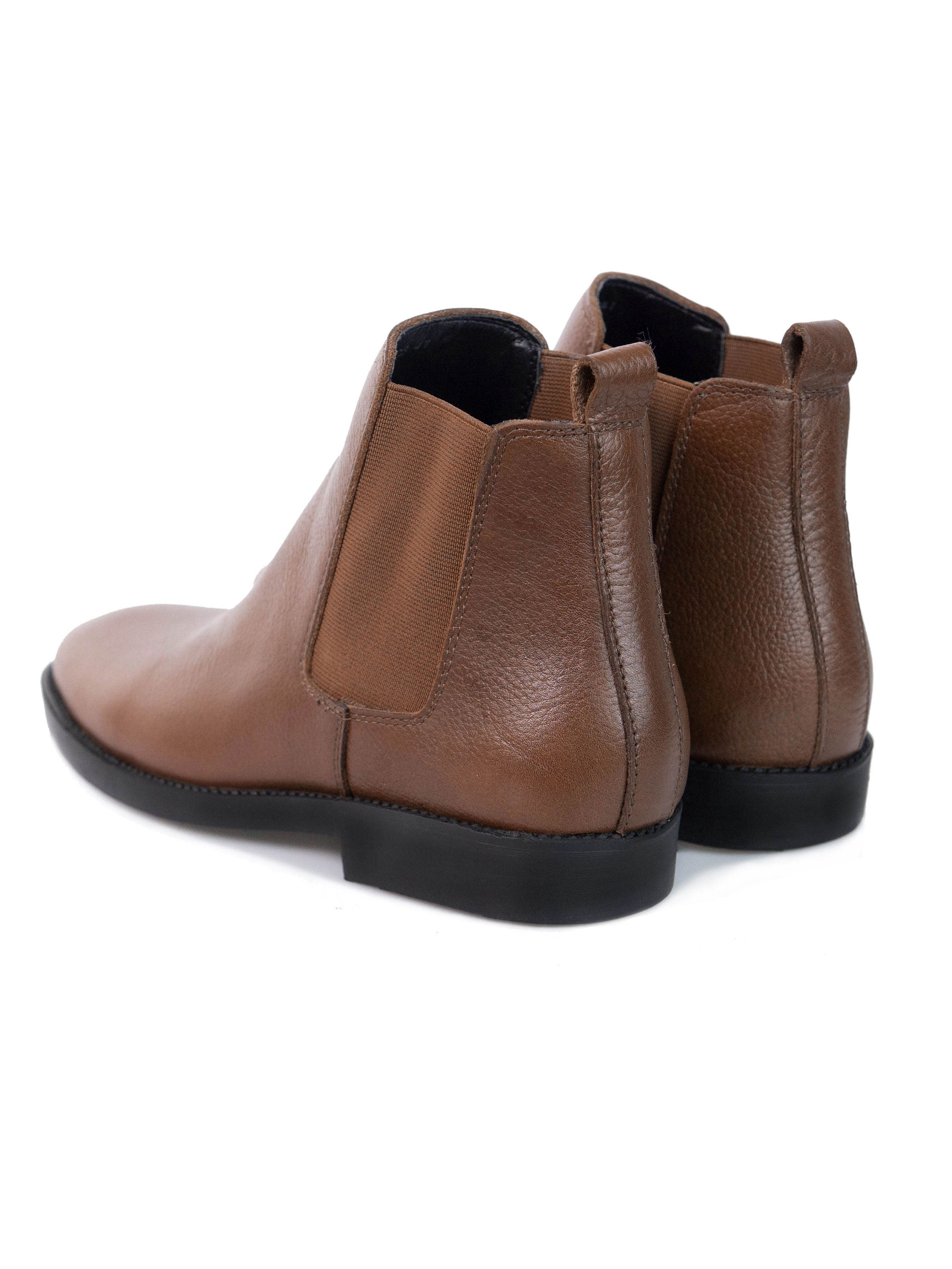 Chelsea Boots - Tobacco Brown Pebble Grain Leather (Crepe Sole) - Zeve Shoes