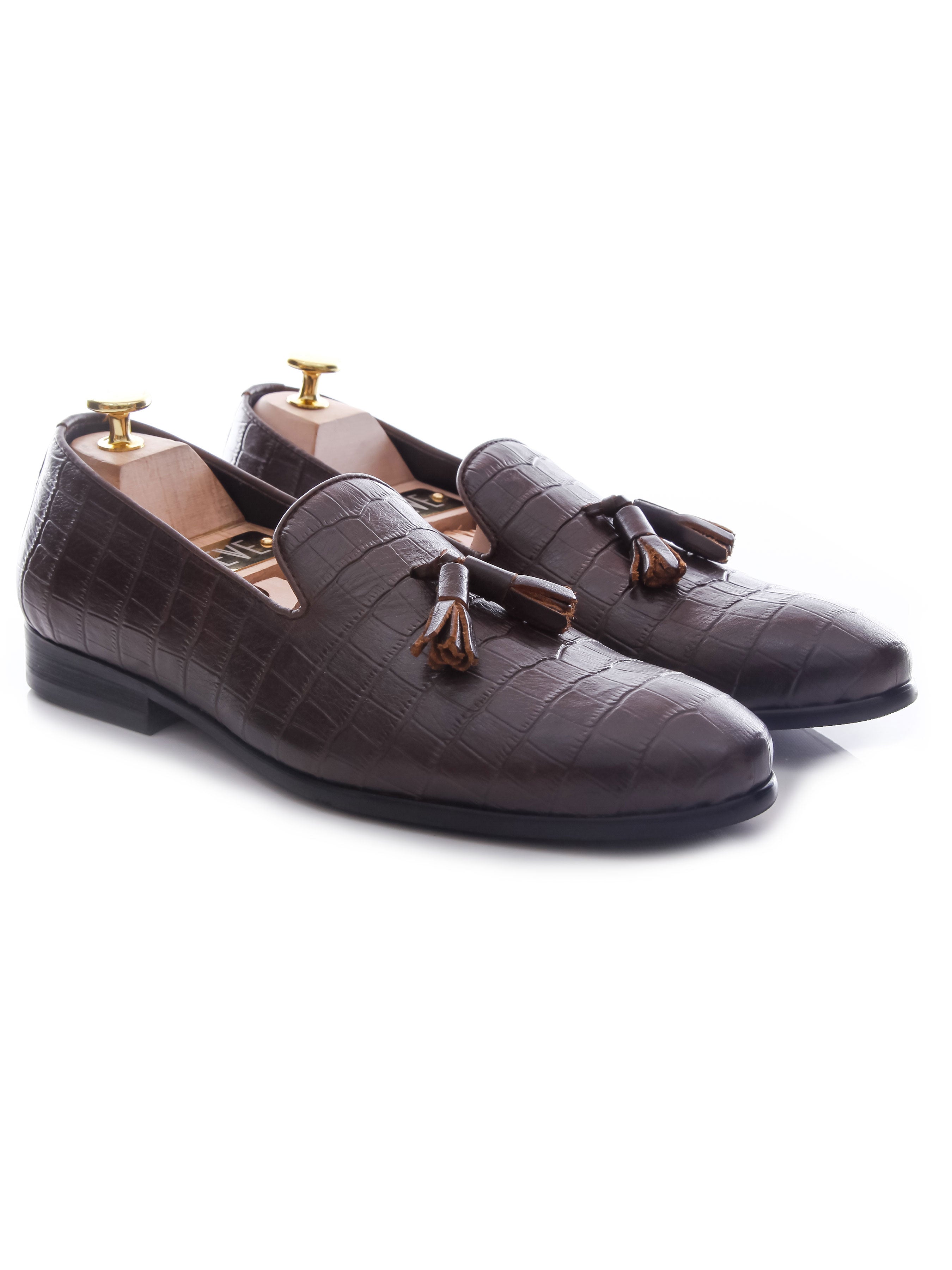 Loafer Slipper - Coffee Croco Leather - Zeve Shoes