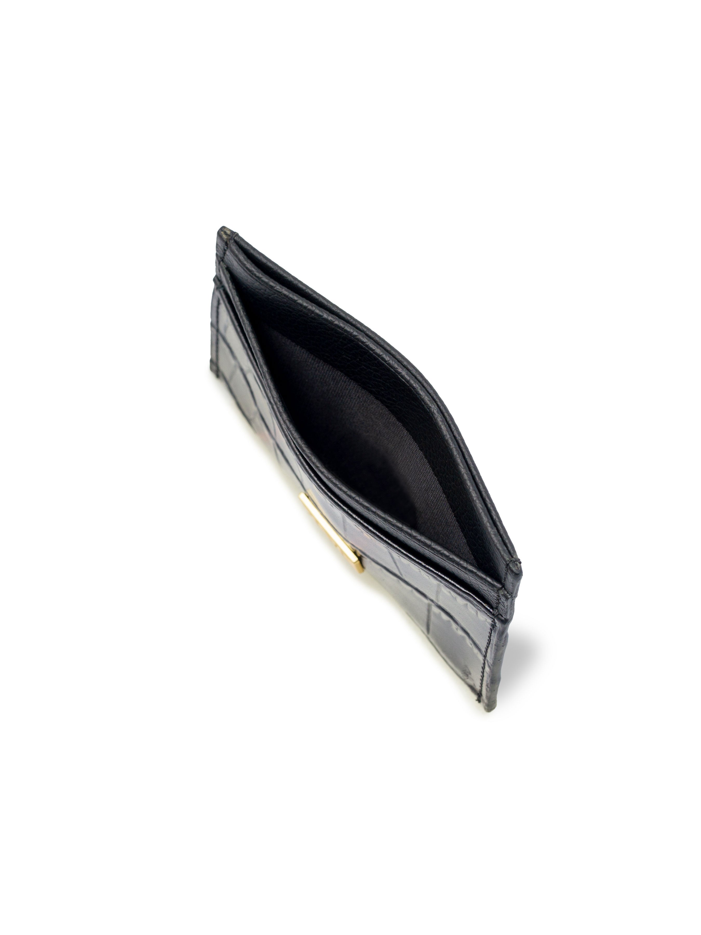 Card Holder - Black Matte Croco Leather - Zeve Shoes