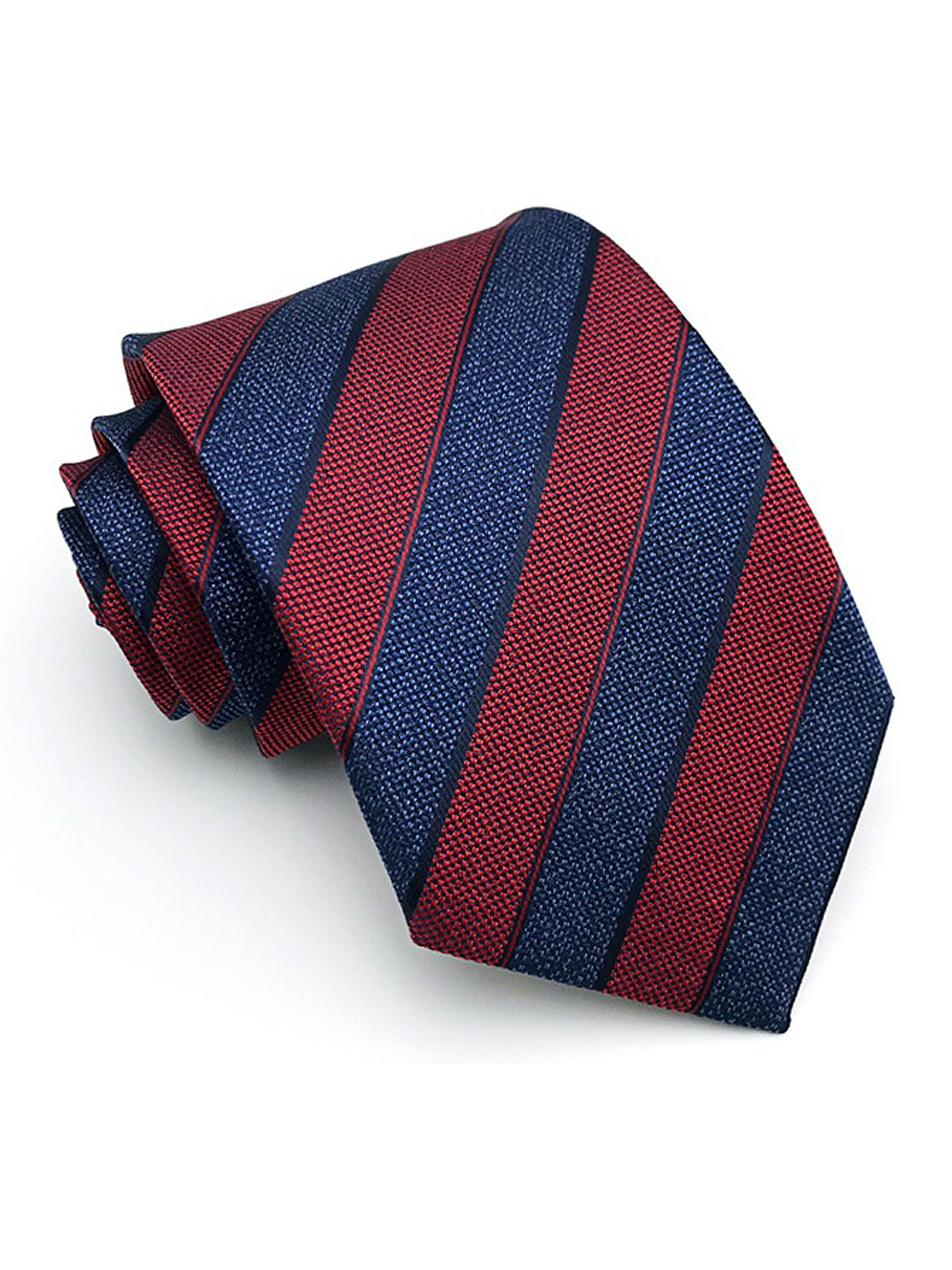 Awning Stripe Tie - Navy Blue with Red Line - Zeve Shoes