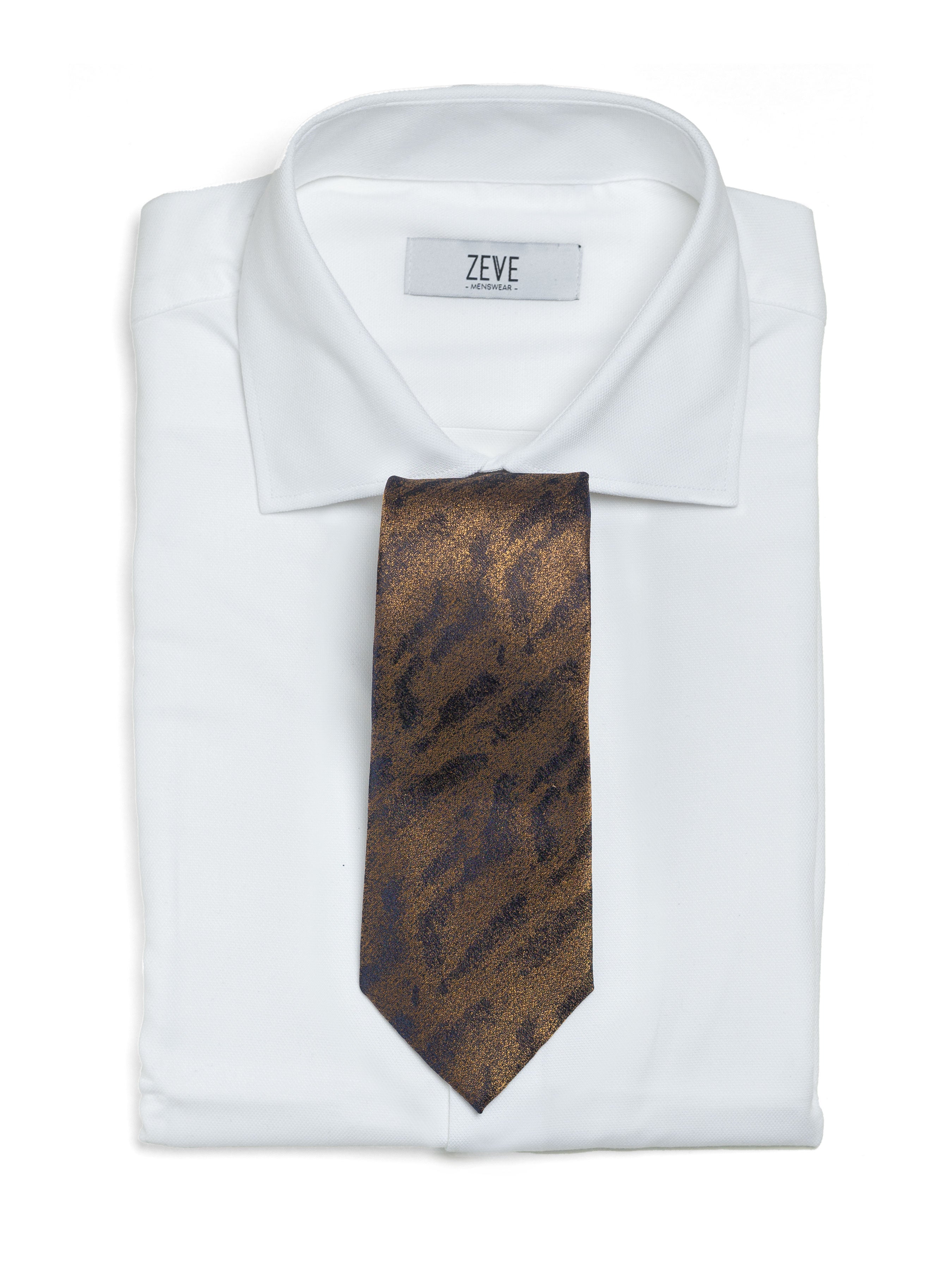 Brushed Abstract Tie - Bronze - Zeve Shoes