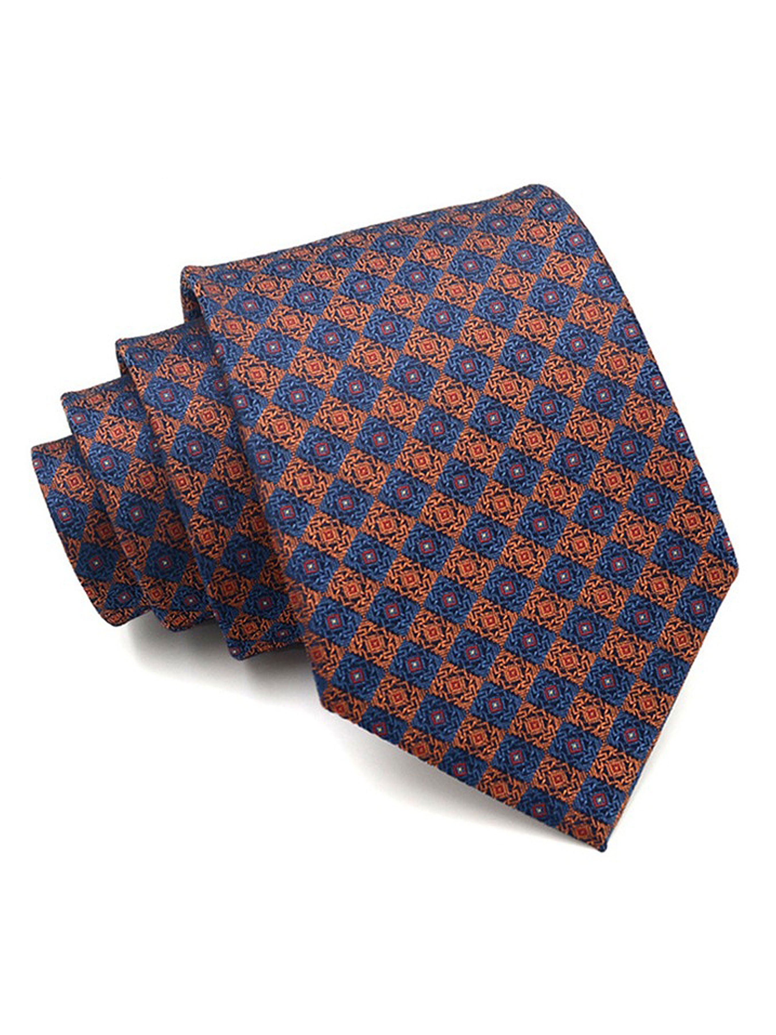 Geometric Tie - Copper with Blue Rectangle - Zeve Shoes