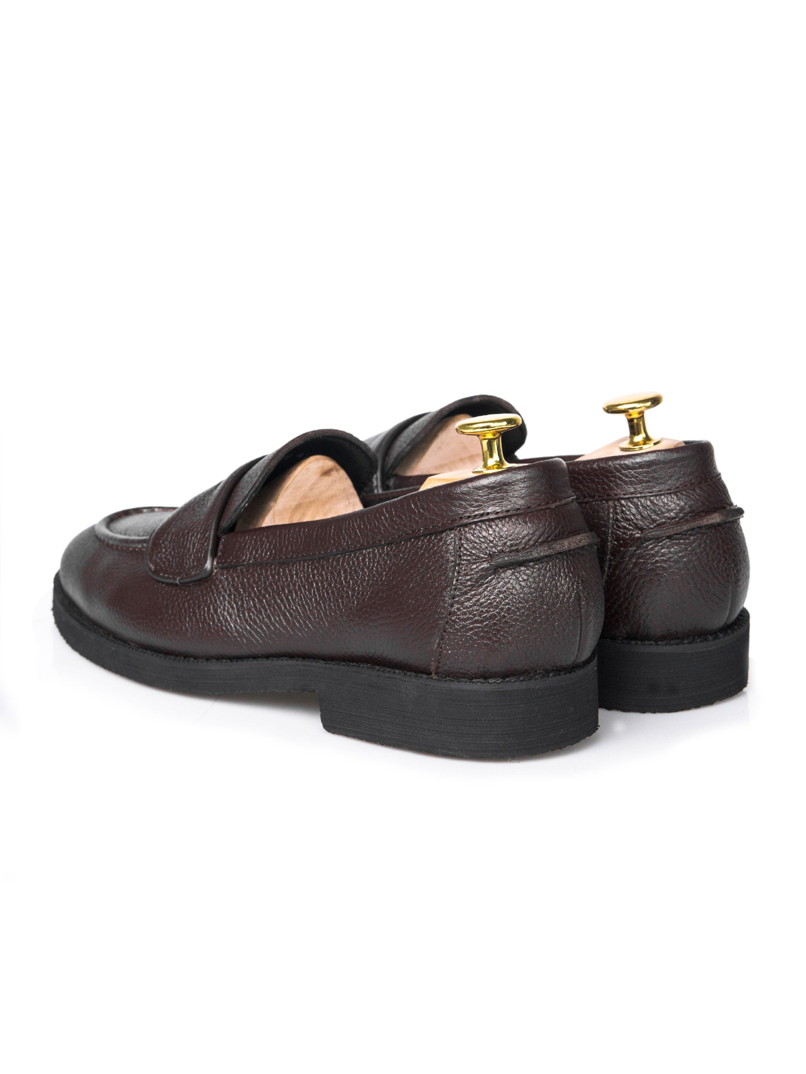Wayne Penny Loafer - Coffee Pebble Grain Leather (Crepe Sole) - Zeve Shoes