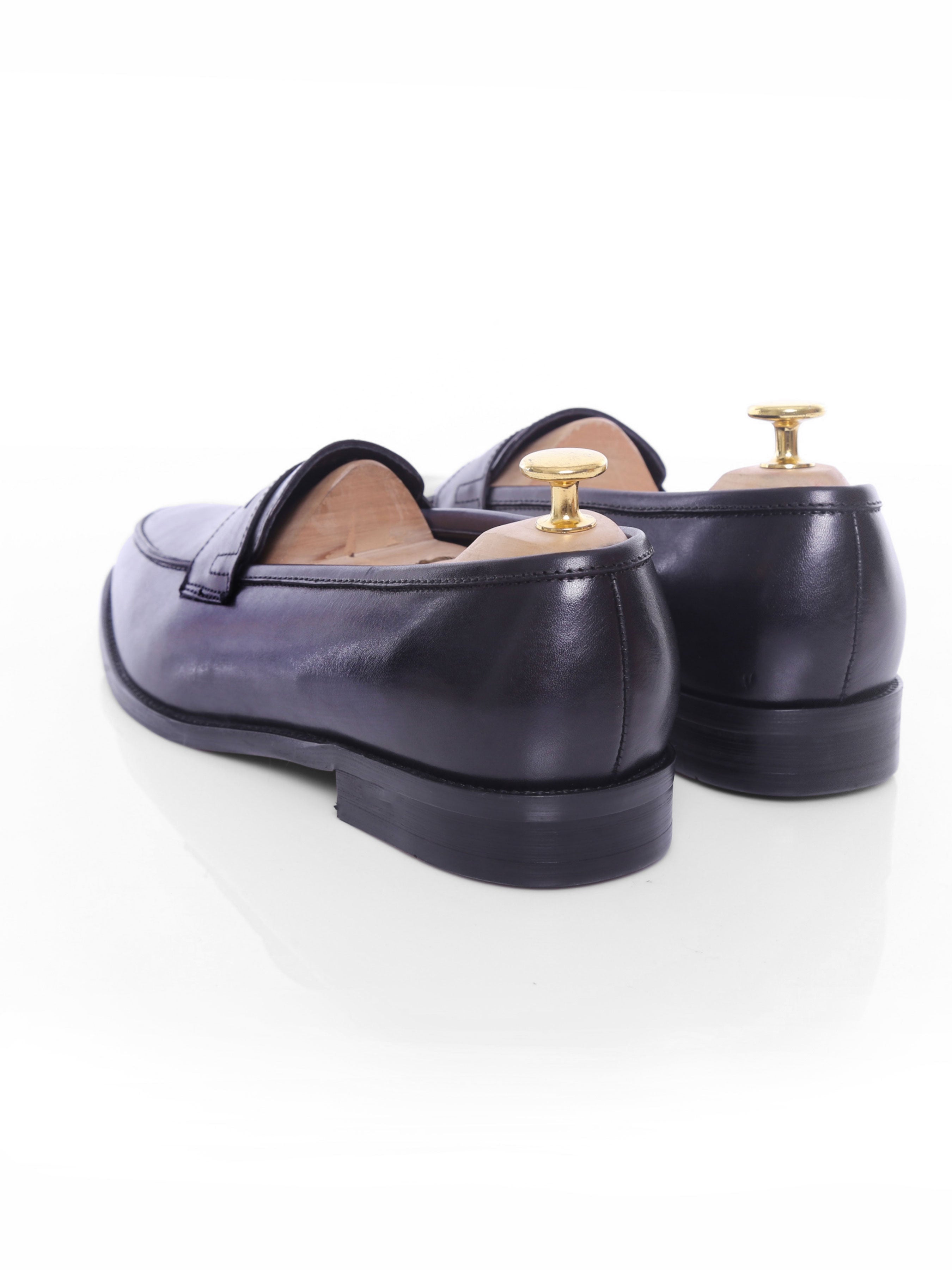 Penny Loafer - Black Grey (Hand Painted Patina) - Zeve Shoes
