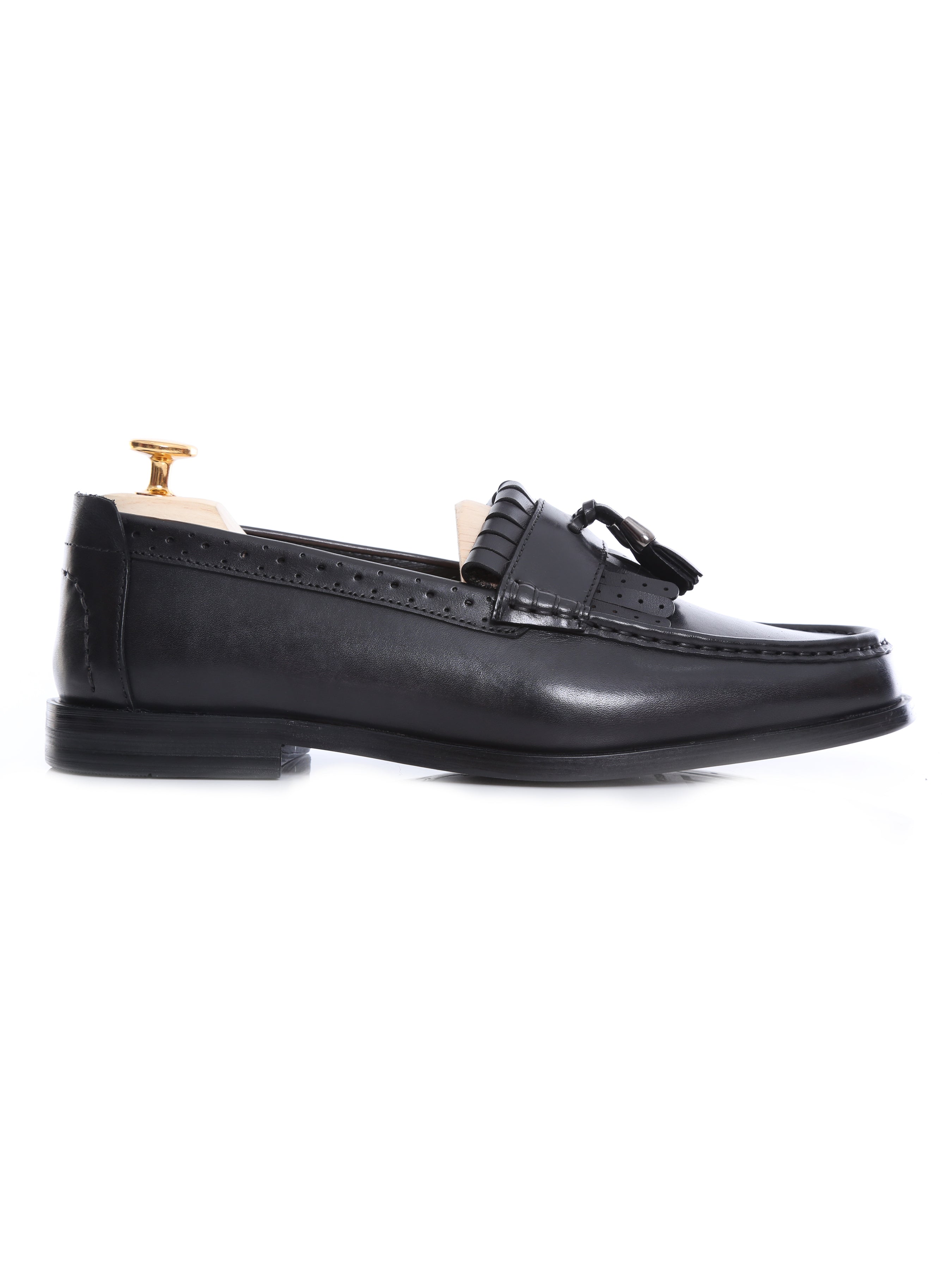 Fringe Classic Loafer - Black Grey with Tassel (Hand Painted Patina) - Zeve Shoes