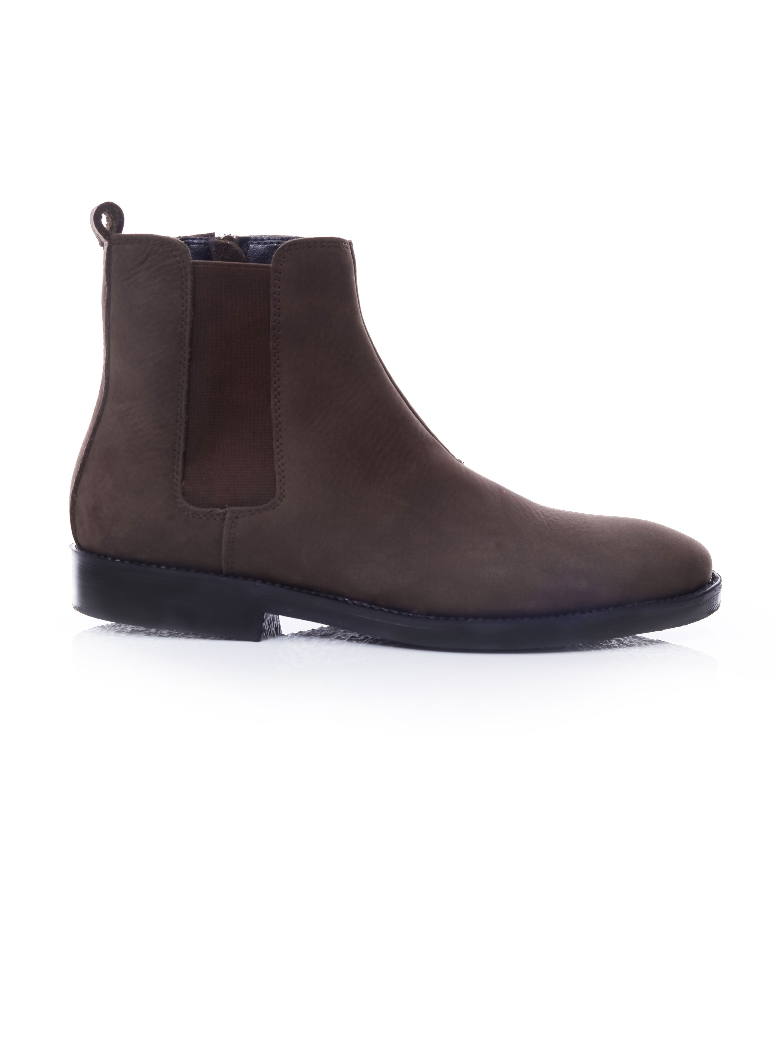 Chelsea Boots With Zipper - Coffee Nubuck Leather (Crepe Sole) - Zeve Shoes