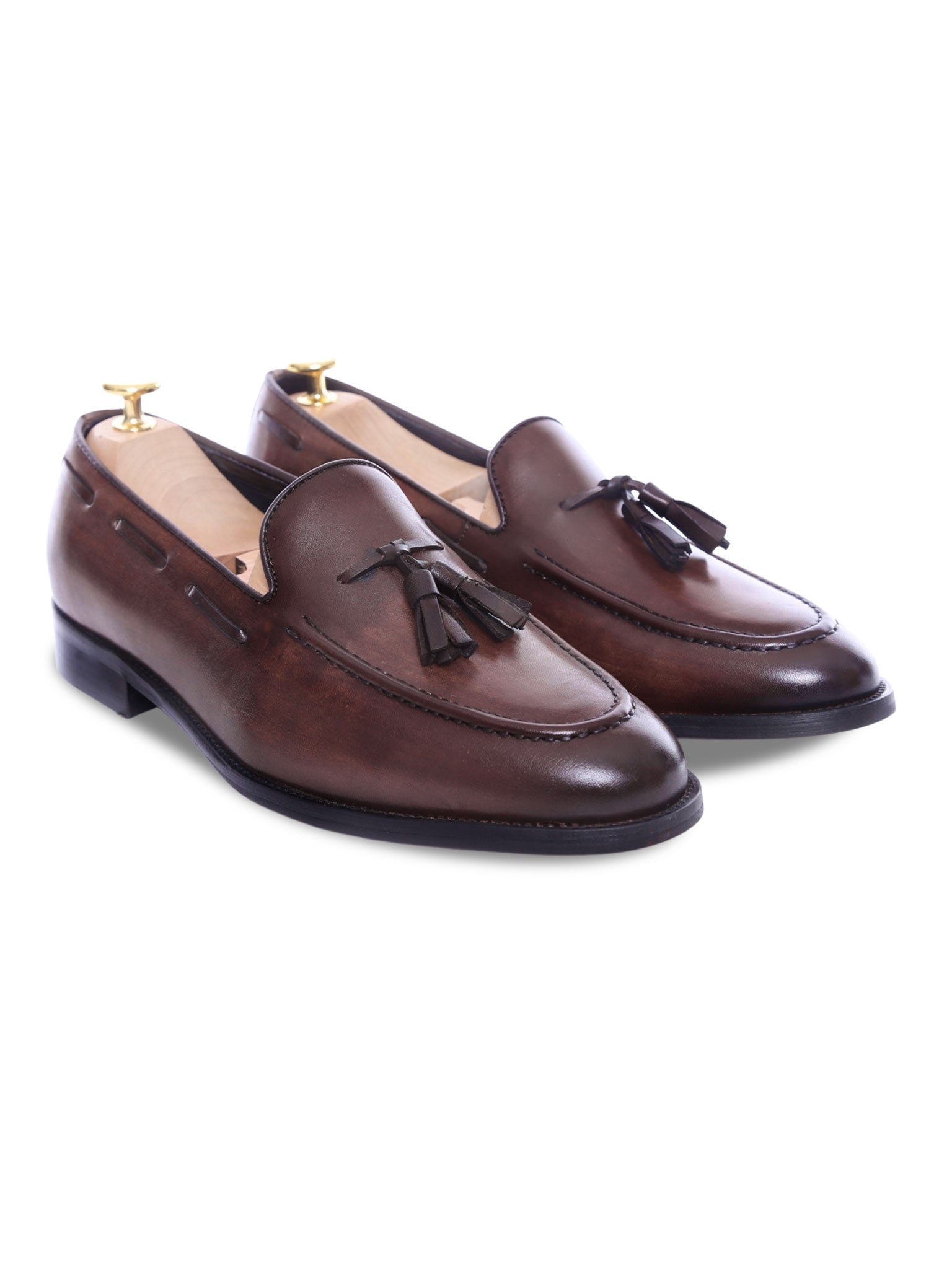 Tassel Loafer - Dark Brown (Hand Painted Patina) - Zeve Shoes