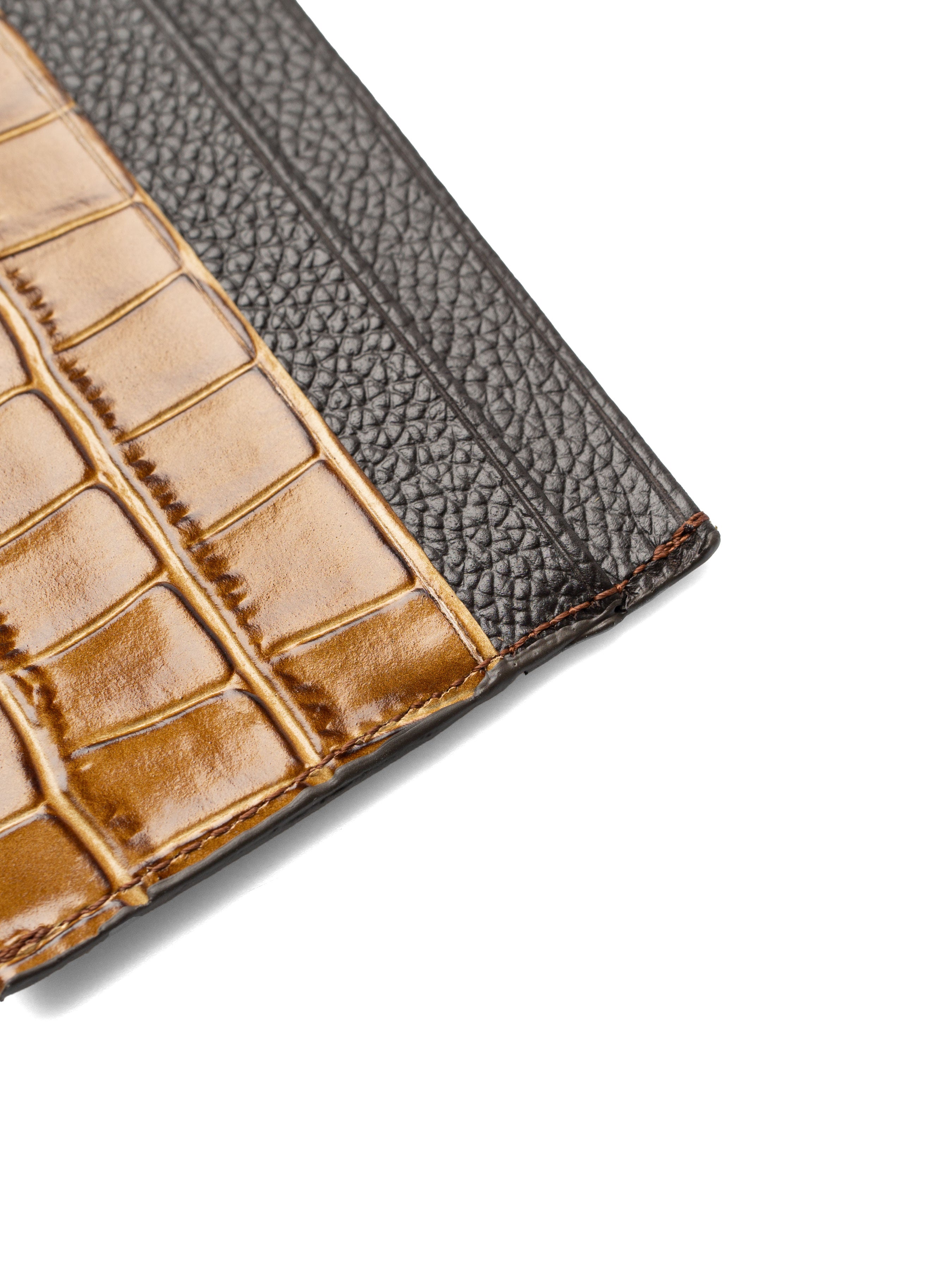 Card Holder - Brown Polished Croco Leather - Zeve Shoes