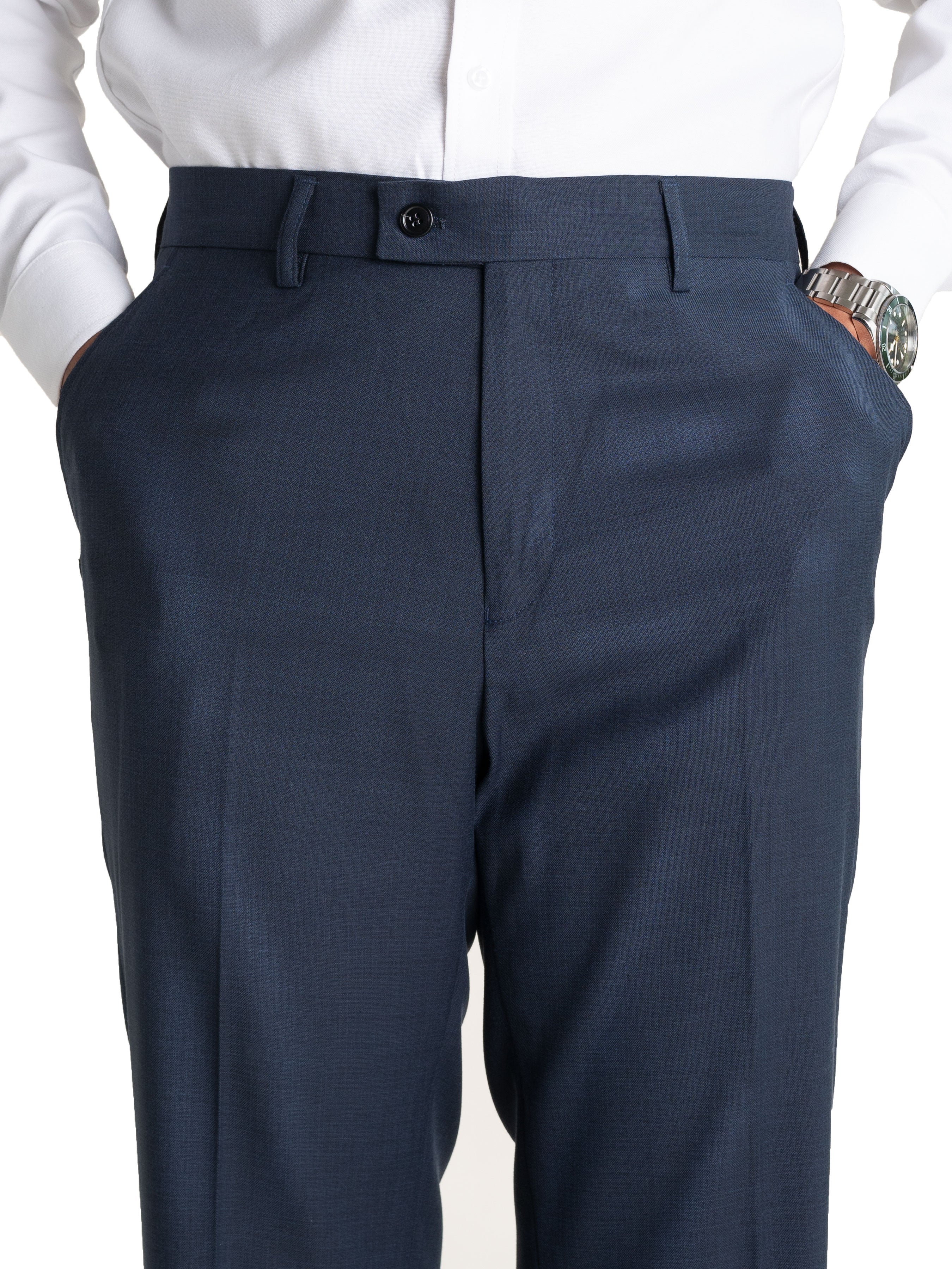 Trousers With Belt Loop - Yankees Blue (Stretchable) - Zeve Shoes