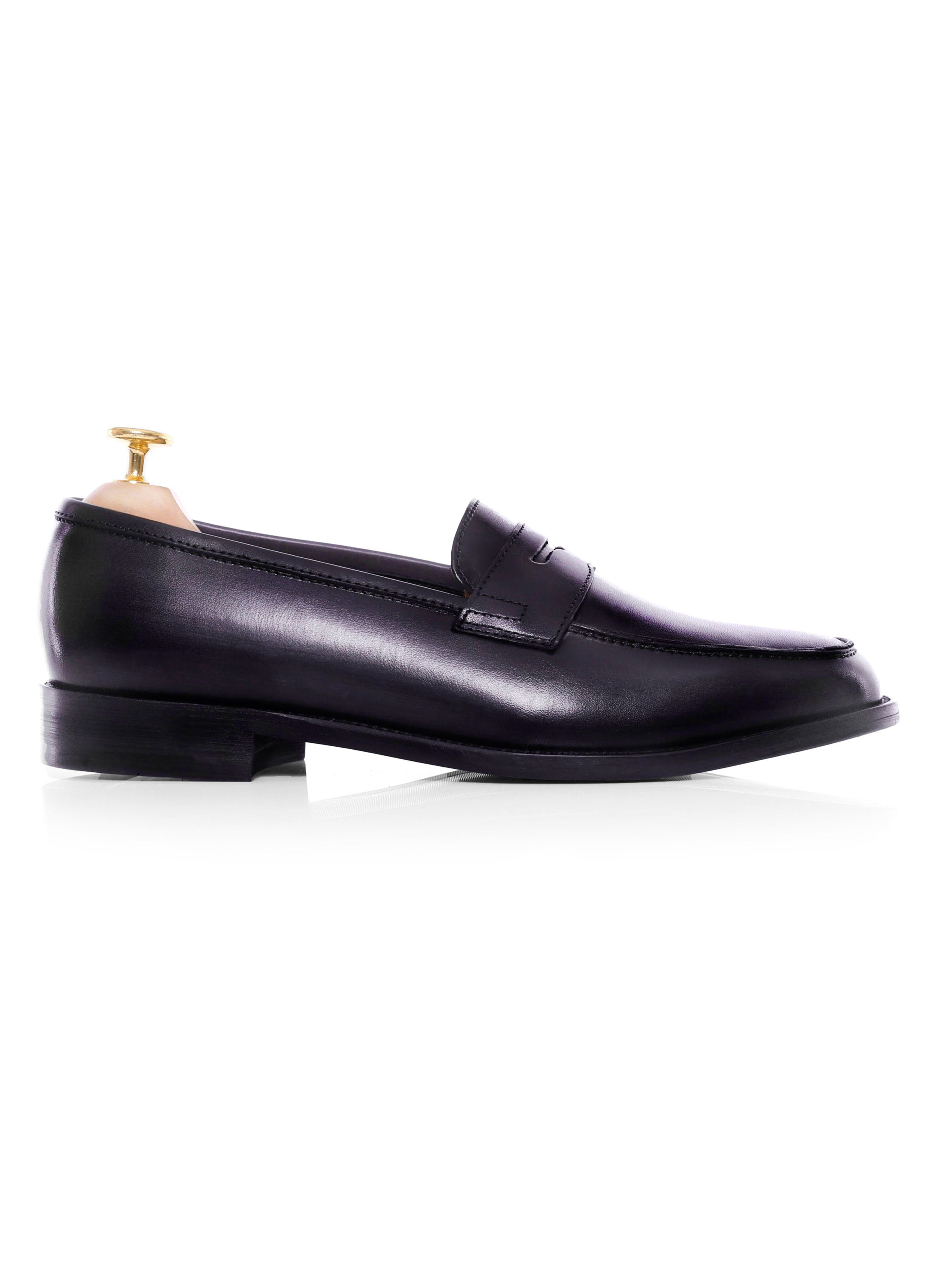 Penny Loafer - Black Grey (Hand Painted Patina)