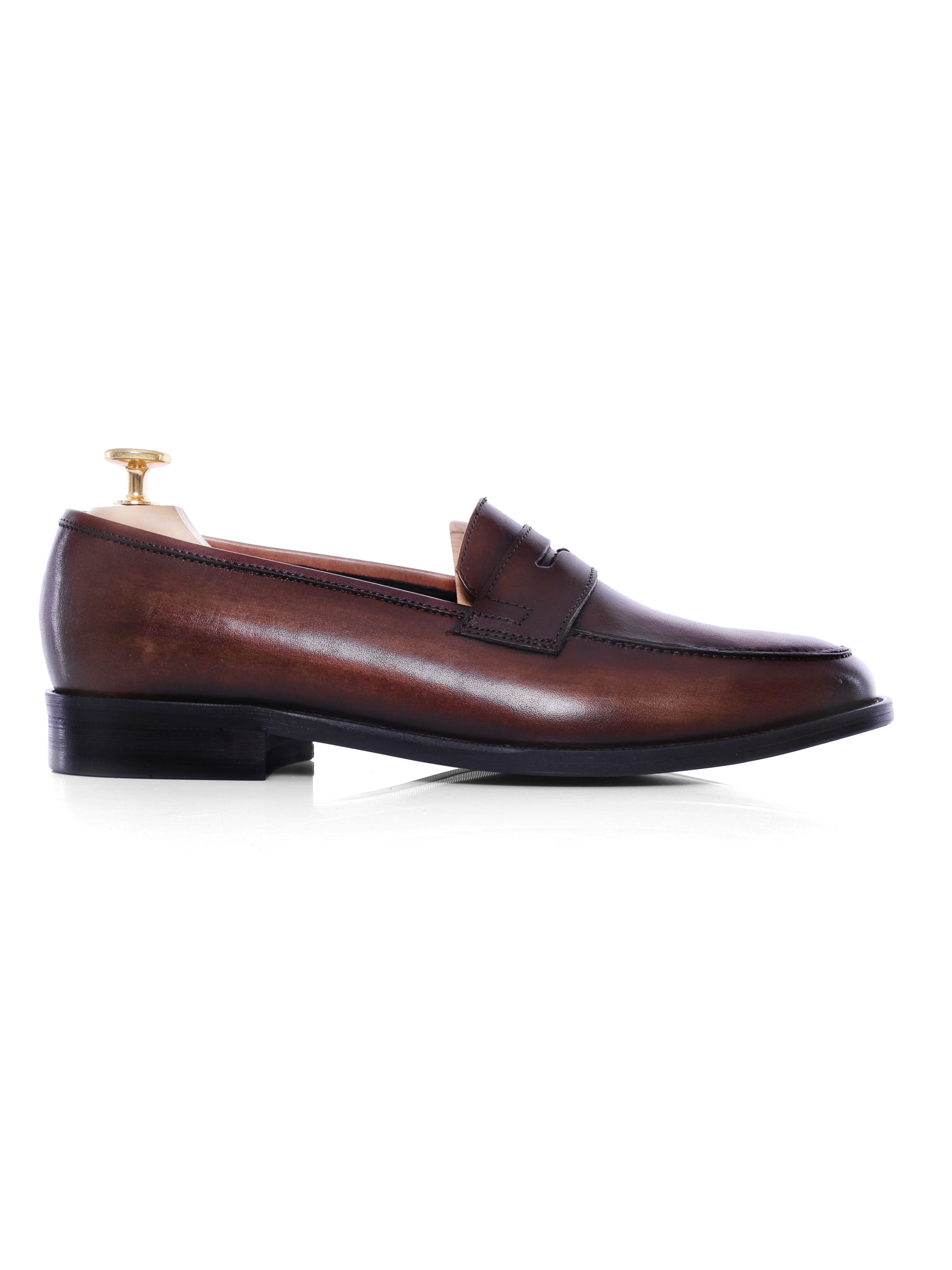 Penny Loafer - Dark Brown (Hand Painted Patina) - Zeve Shoes