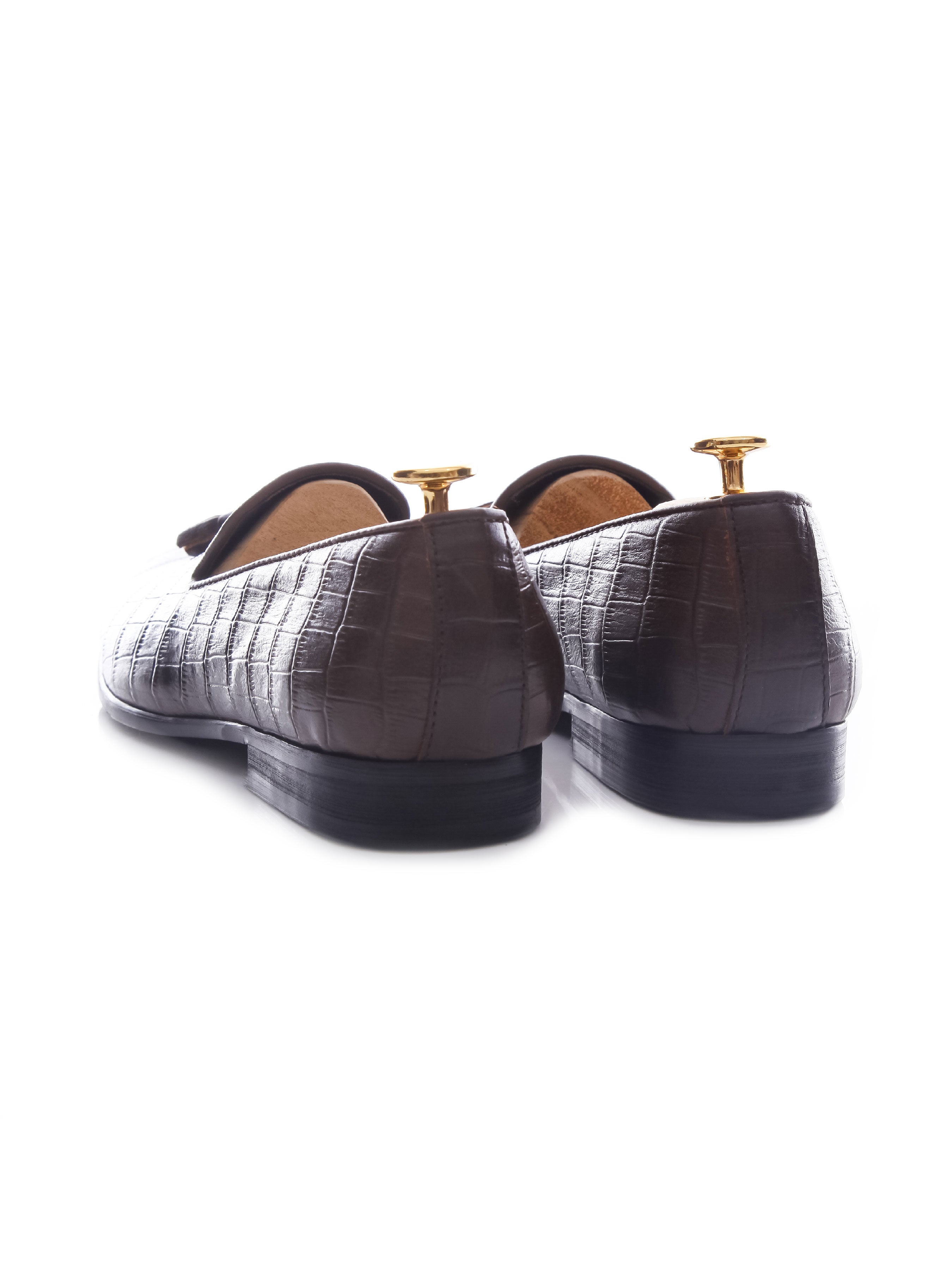 Loafer Slipper - Coffee Croco Leather - Zeve Shoes