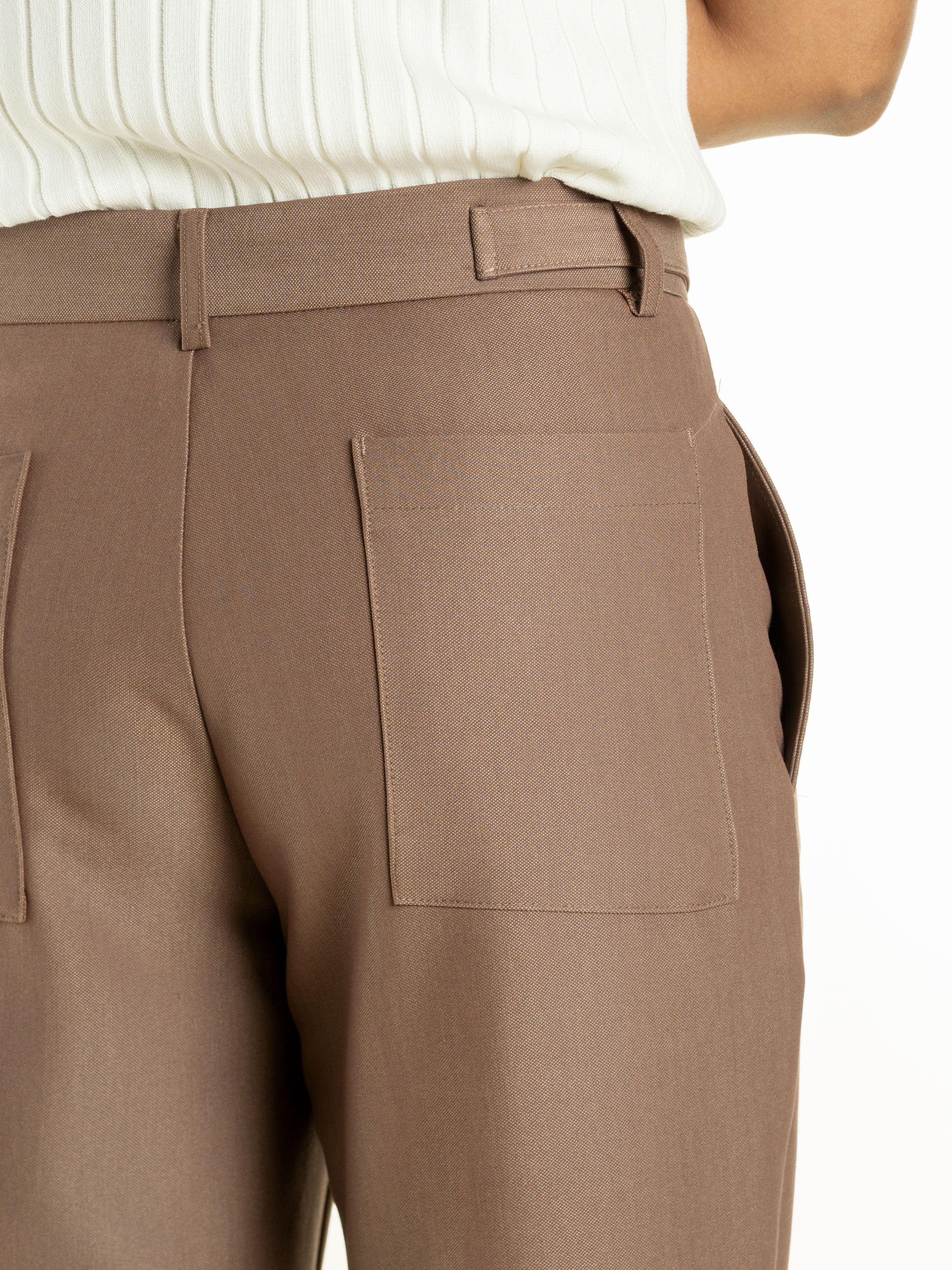 Trousers Belt Loop With Side Adjusters - Cocoa (Straight Cut) - Zeve Shoes
