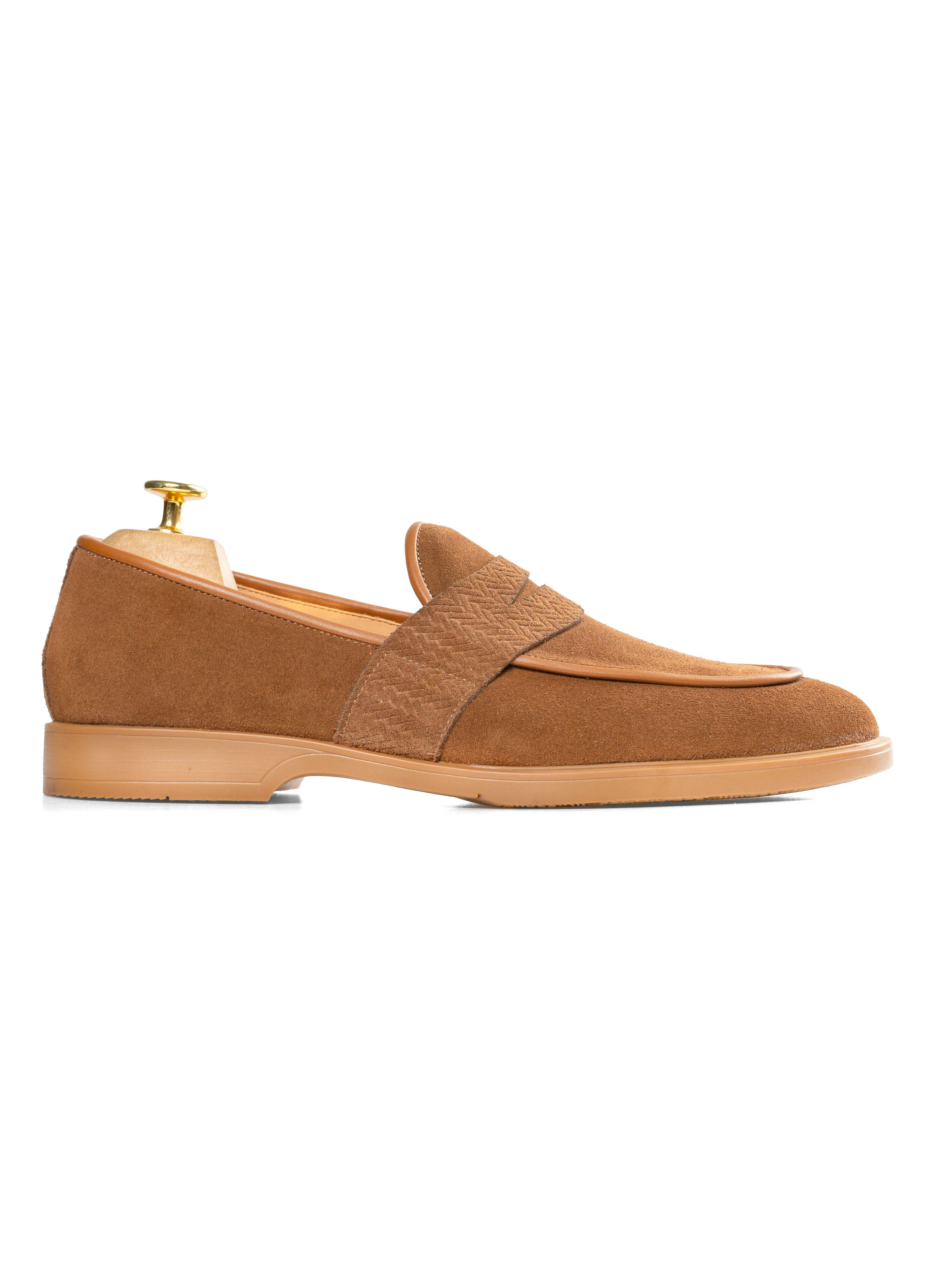 Belgian Loafer Penny - Camel Suede Leather (Soflex Sole) - Zeve Shoes