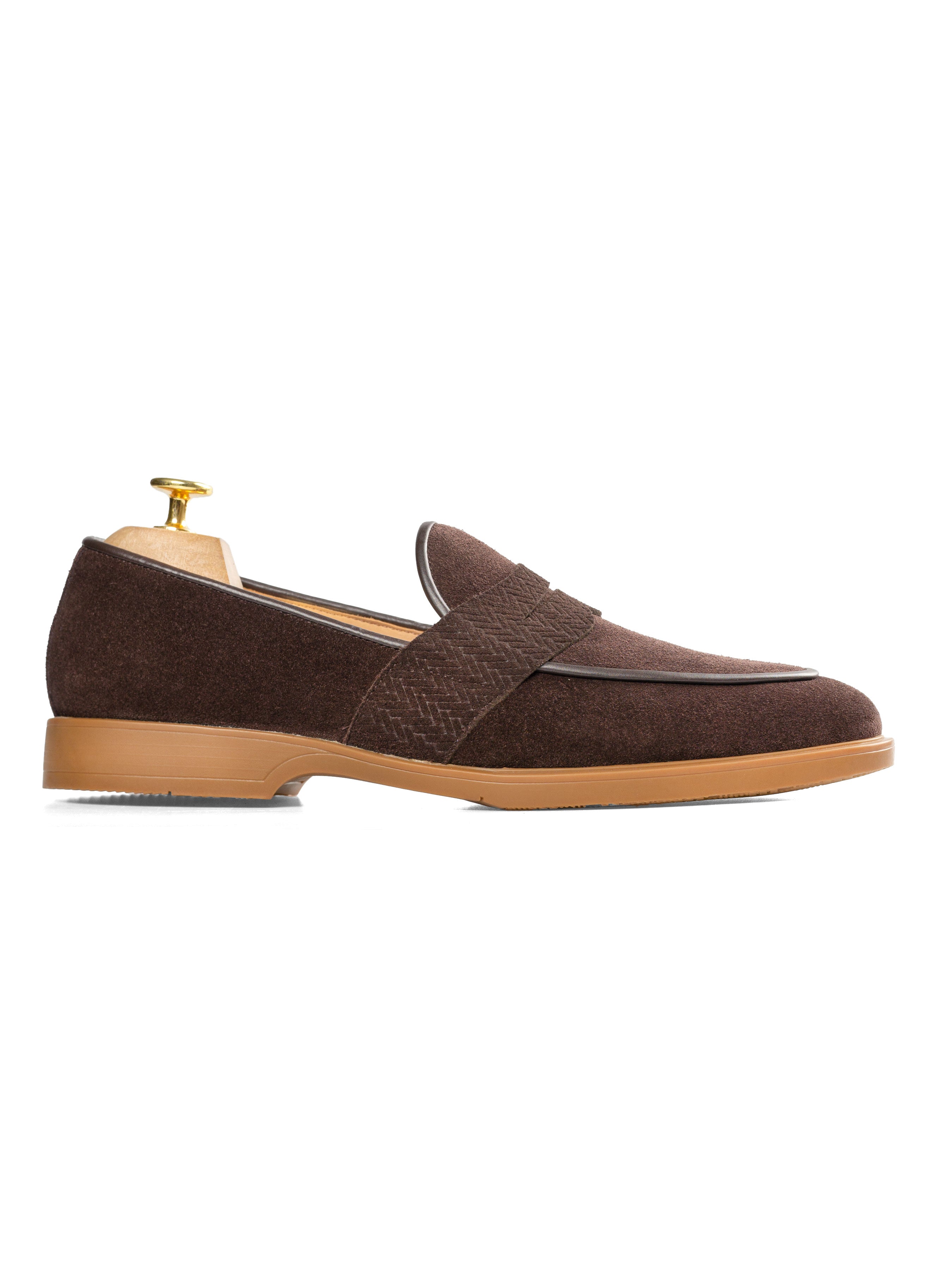 Belgian Loafer Penny - Coffee Suede Leather (Soflex Sole) - Zeve Shoes