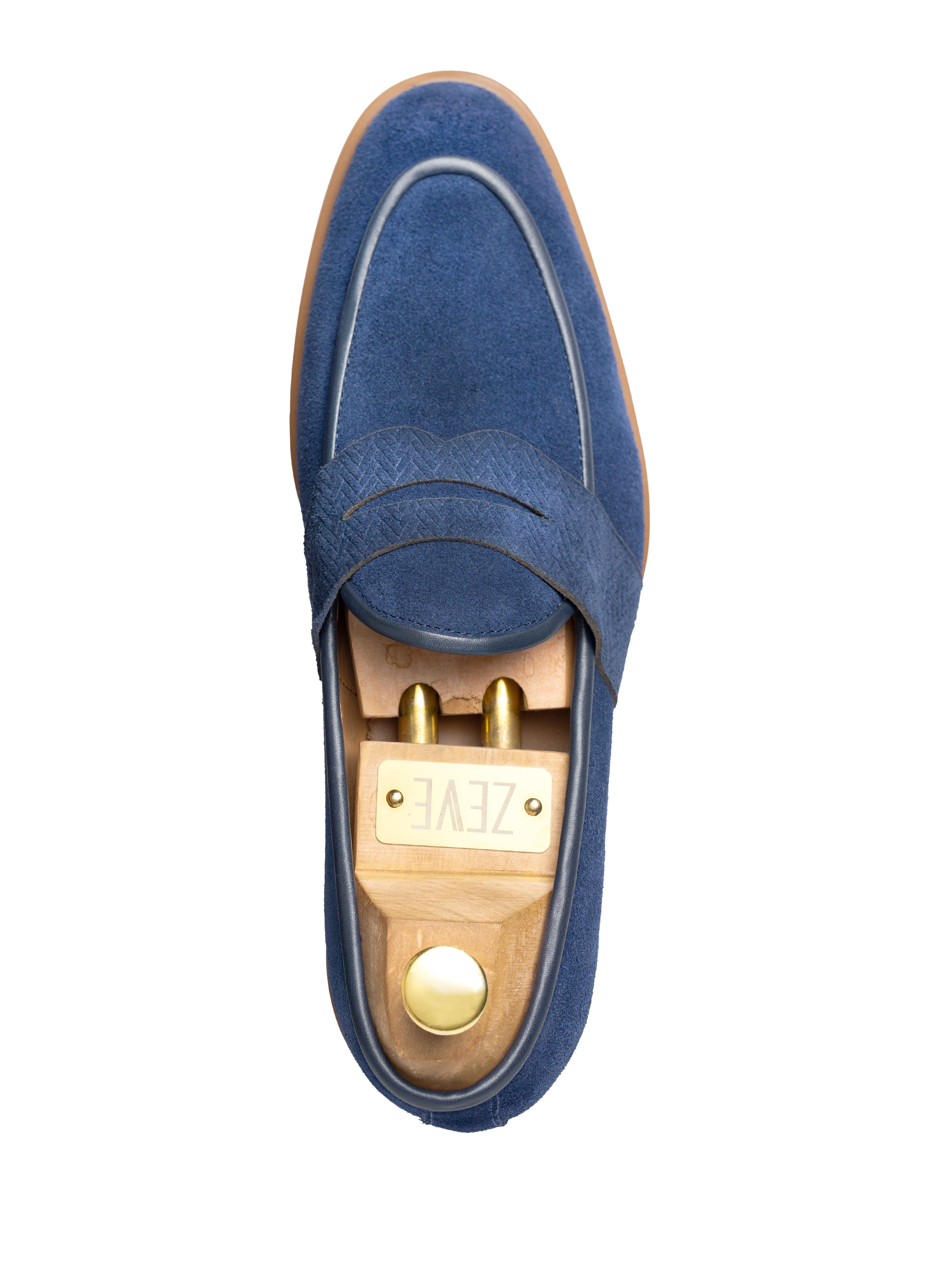 Belgian Loafer Penny - Navy Suede Leather (Soflex Sole) - Zeve Shoes