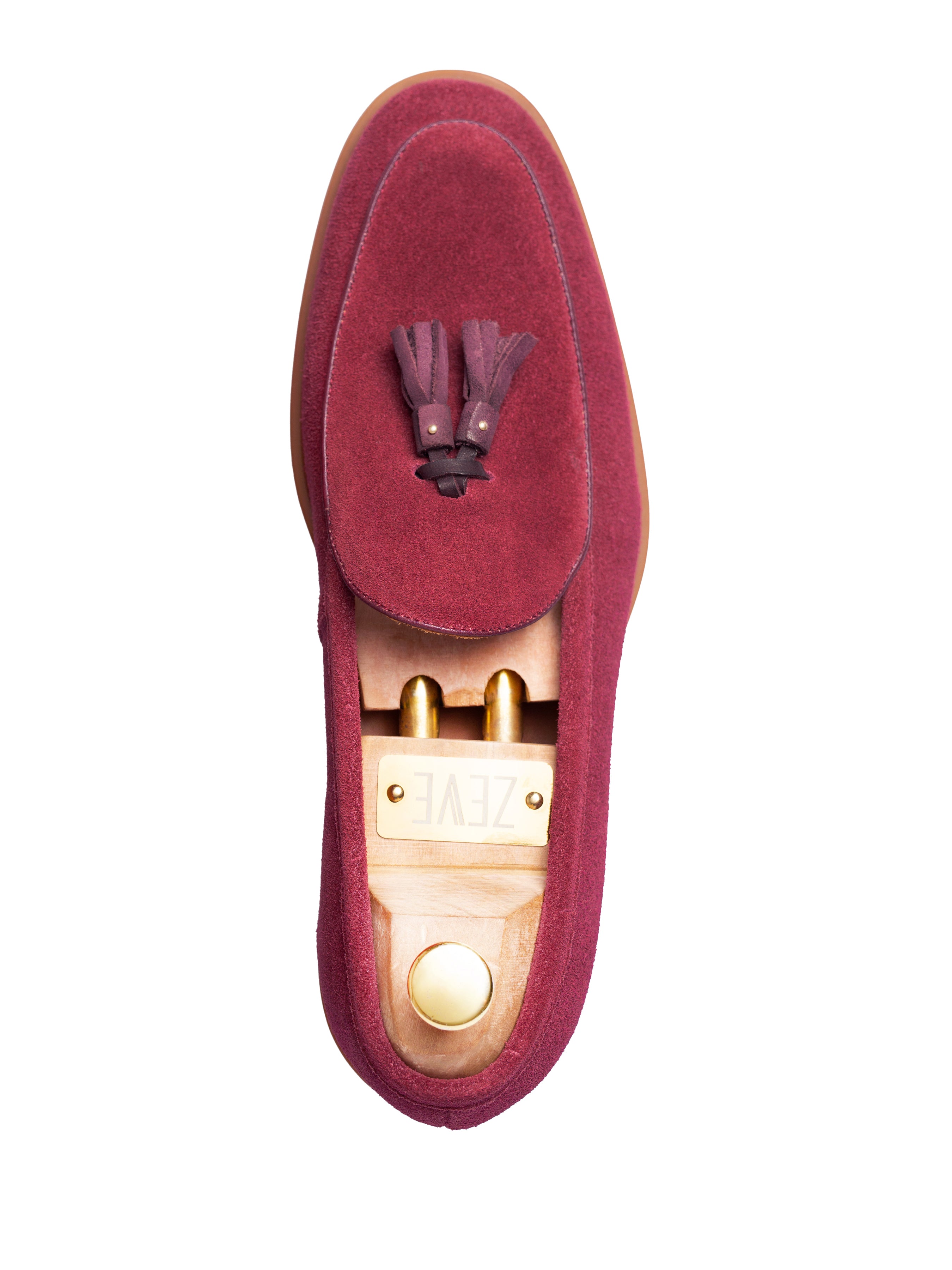 Belgian Loafer Tassel - Maroon Suede Leather (Soflex Sole) - Zeve Shoes