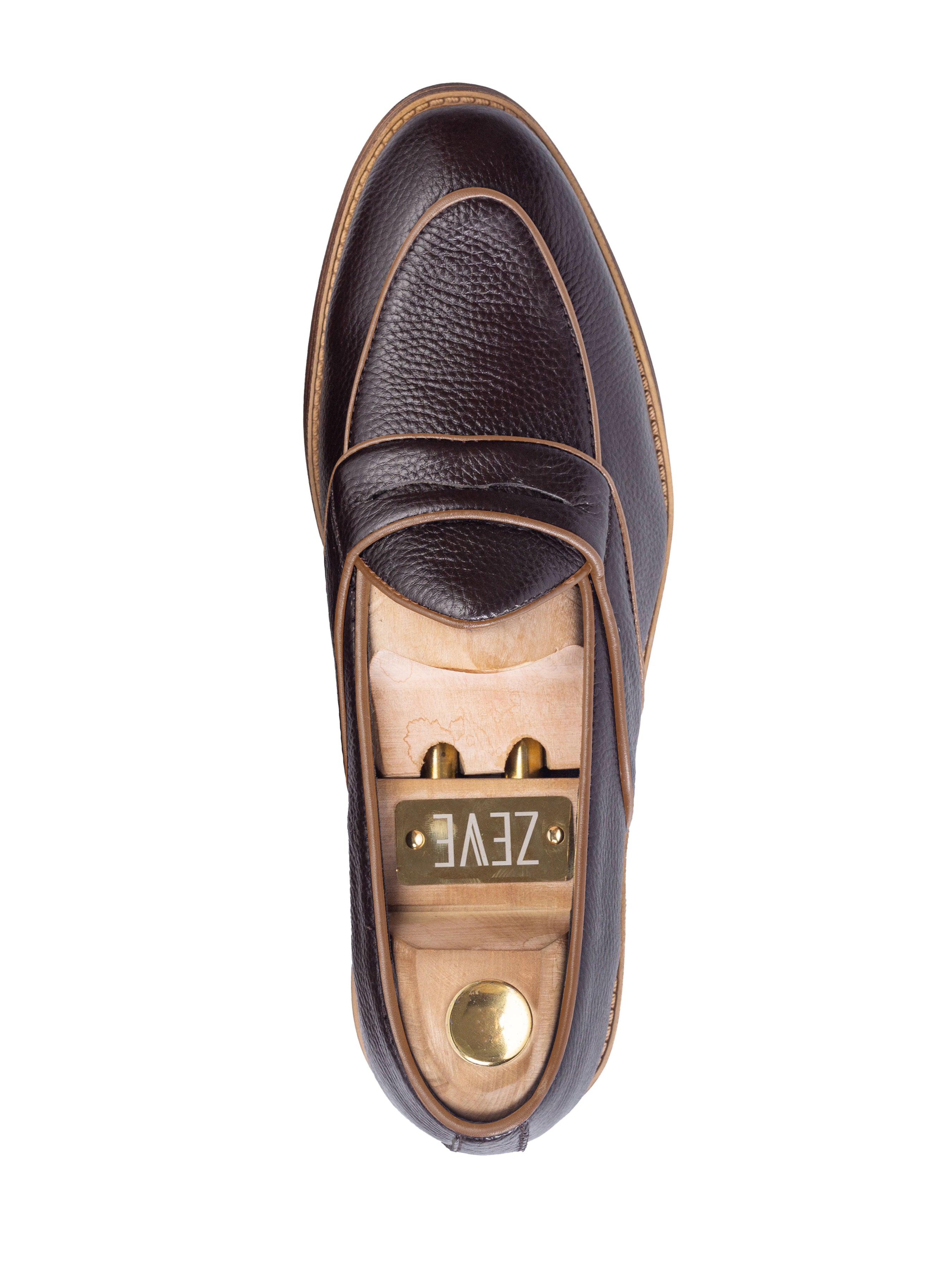 Belgian Loafer with Penny - Coffee Pebble Grain Leather (Flexi-Sole)