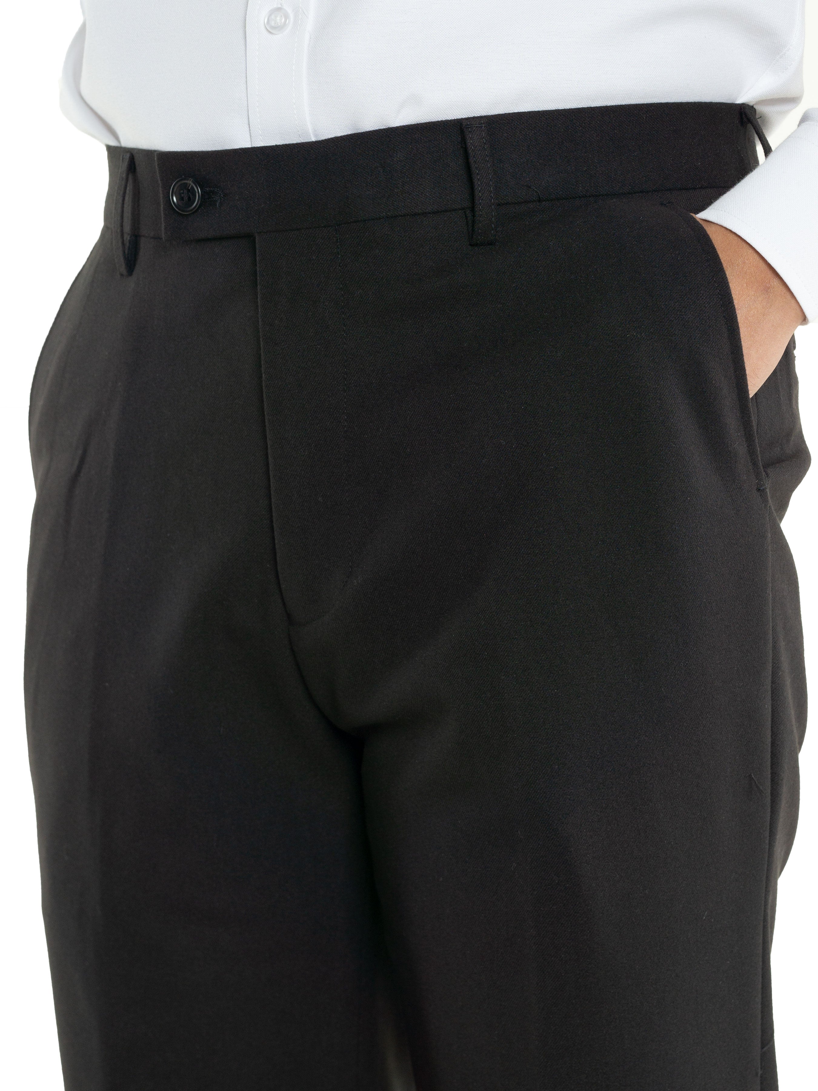 Trousers With Belt Loop -  Black Charcoal Plain (Stretchable) - Zeve Shoes