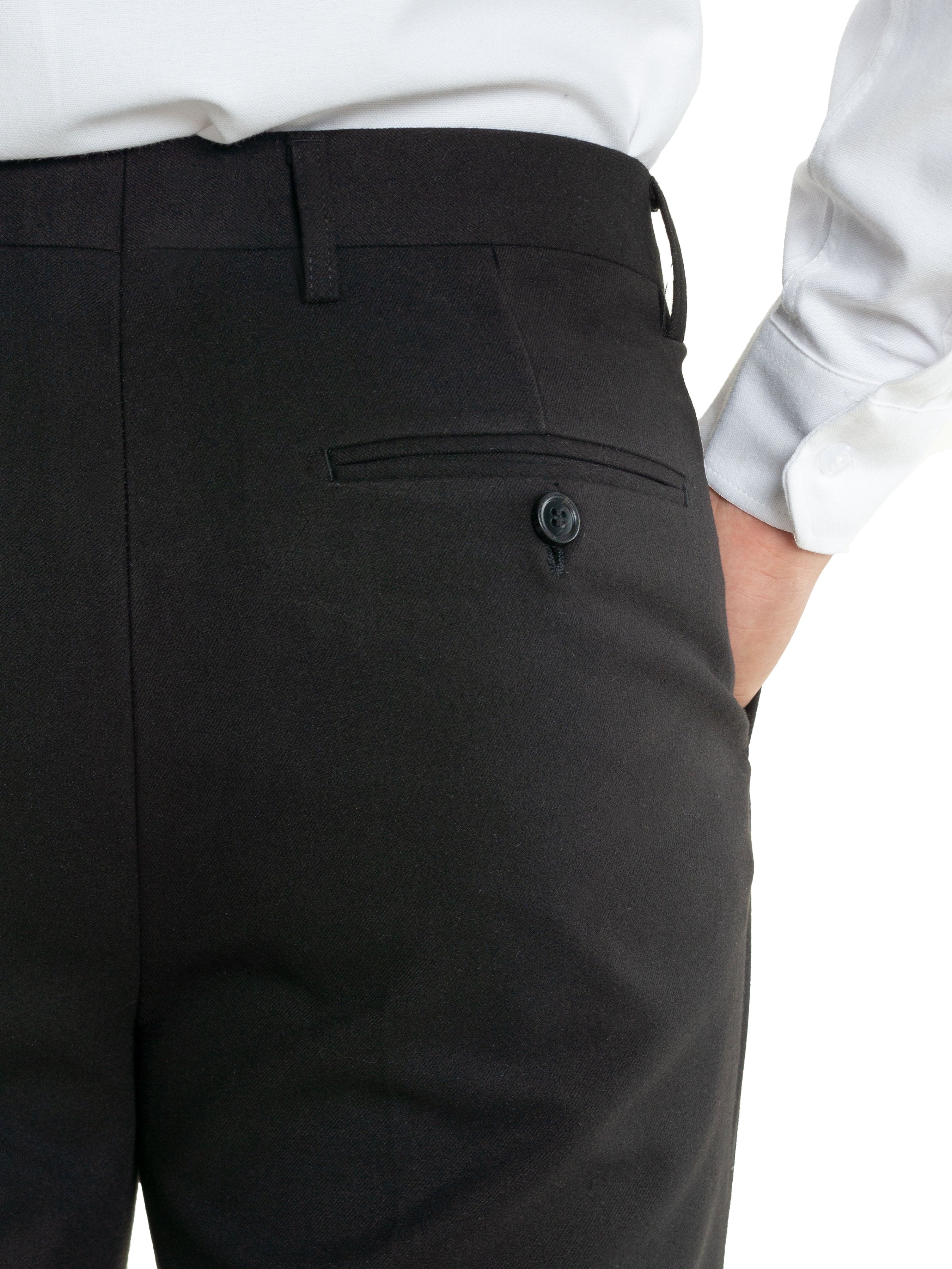 Trousers With Belt Loop -  Black Charcoal Plain (Stretchable) - Zeve Shoes