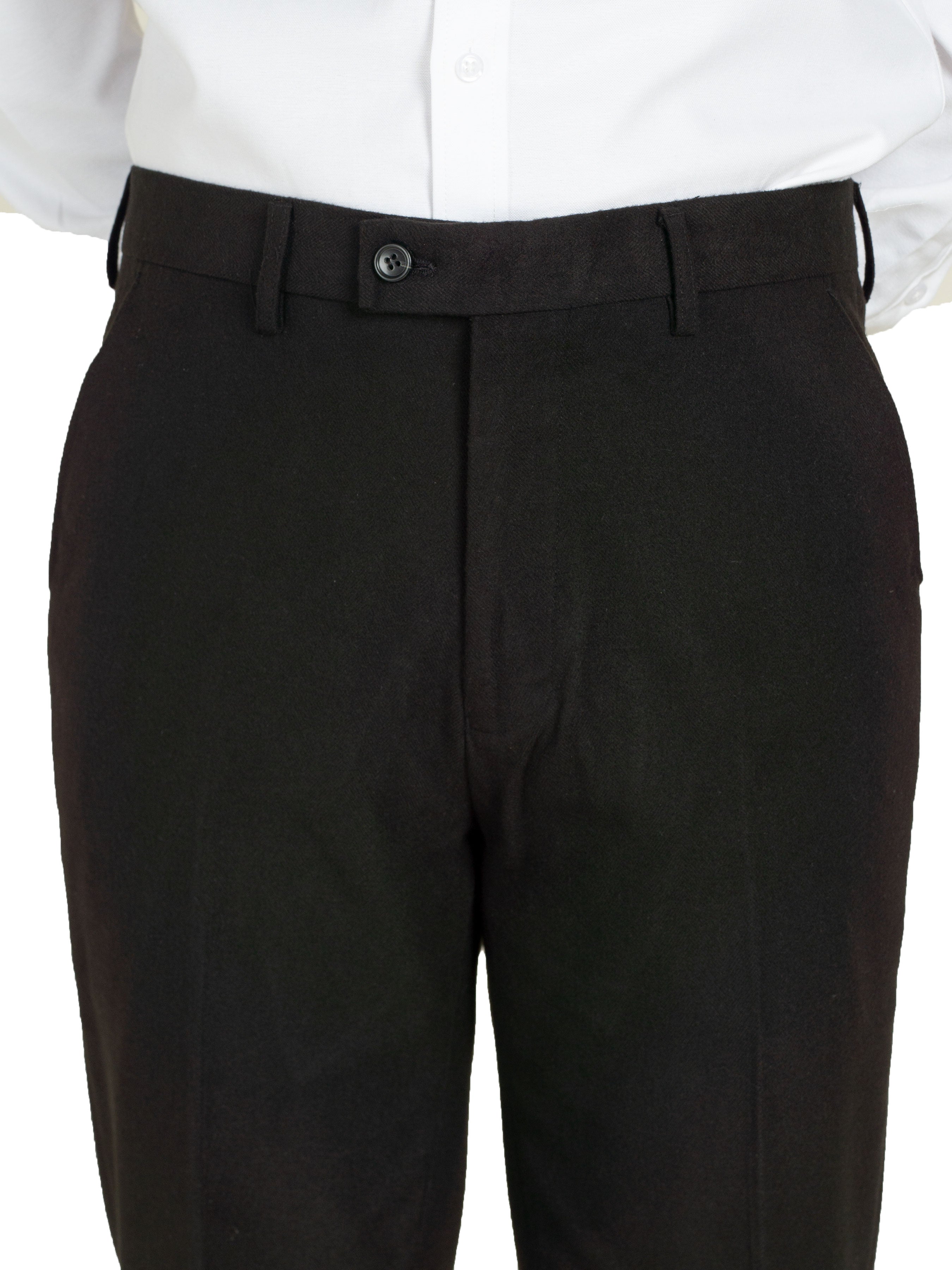 Trousers With Belt Loop -  Black Herringbone (Stretchable) - Zeve Shoes