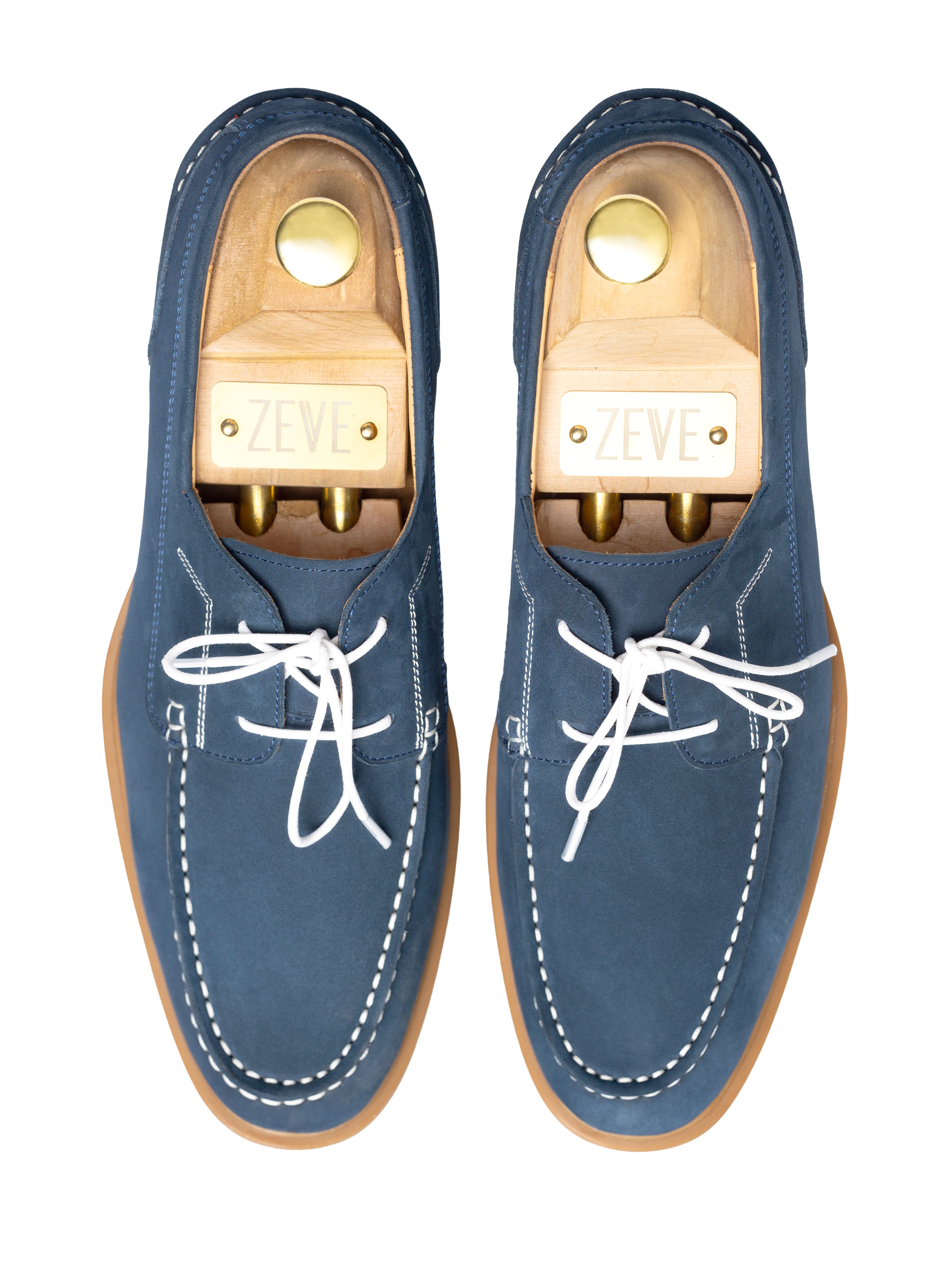 Boat Shoes - Navy Suede Leather (Soflex Sole) - Zeve Shoes