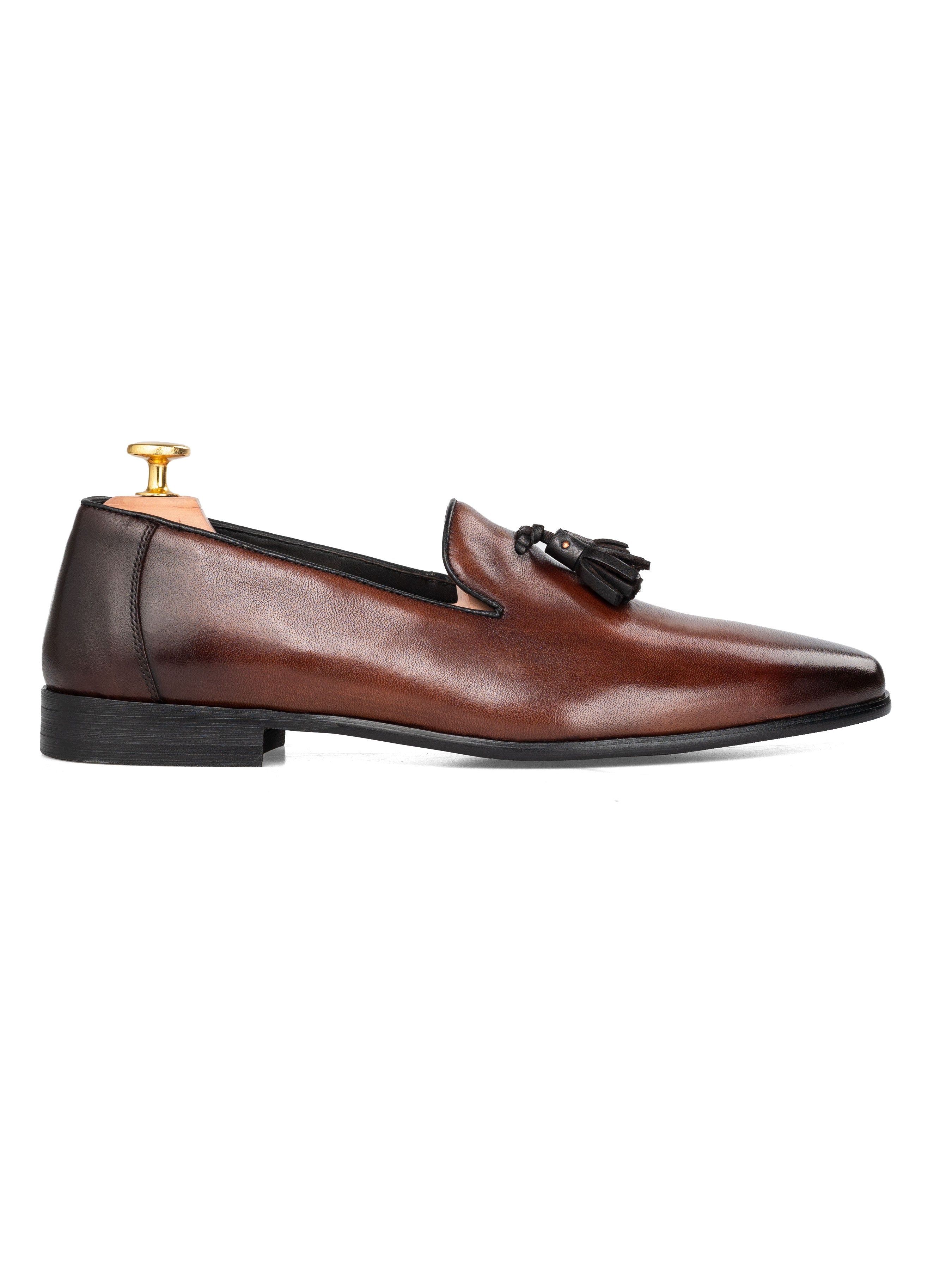 Carlo Loafer Slipper - Dark Brown (Hand Painted Patina)