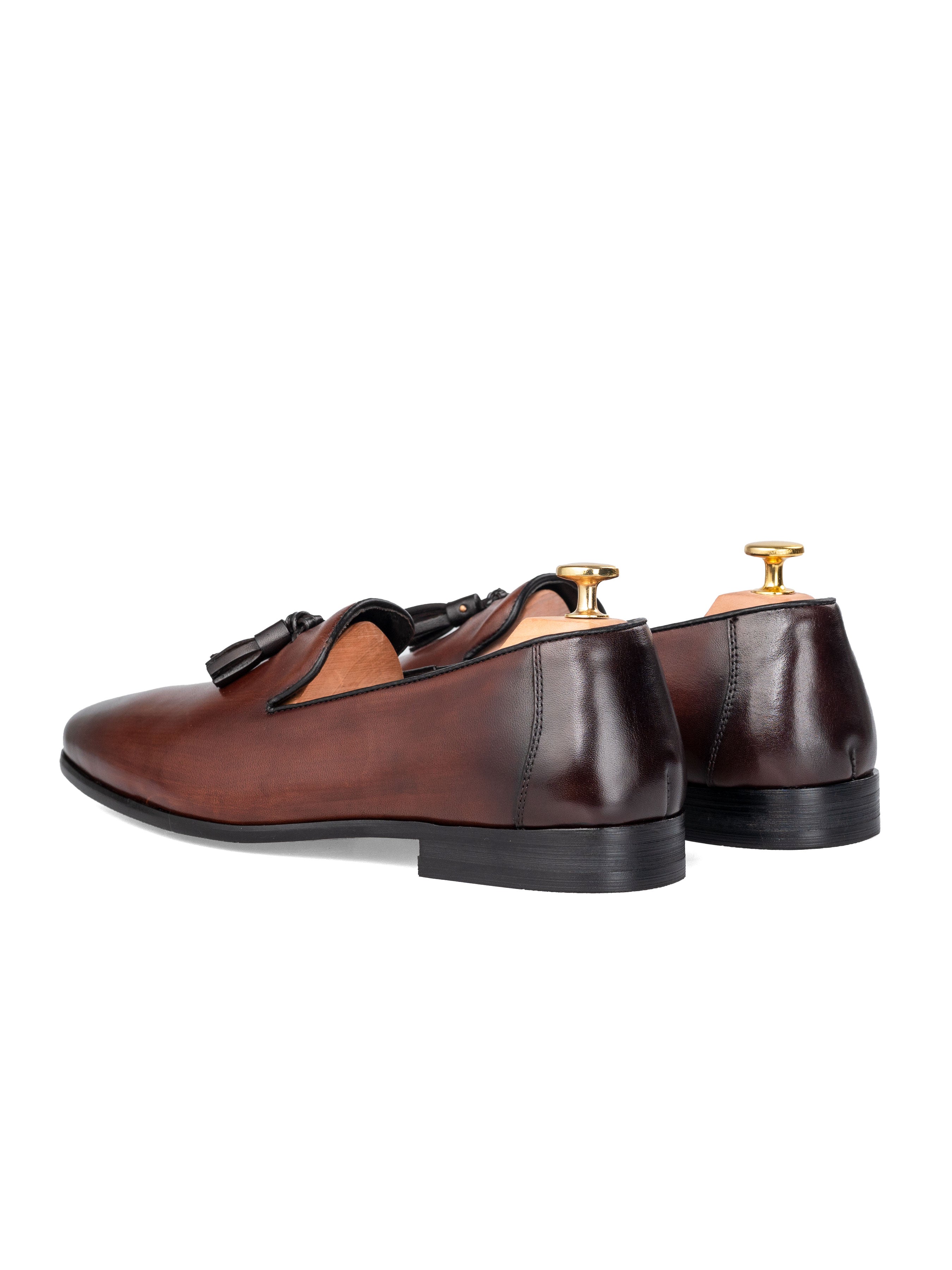 Carlo Loafer Slipper - Dark Brown (Hand Painted Patina)
