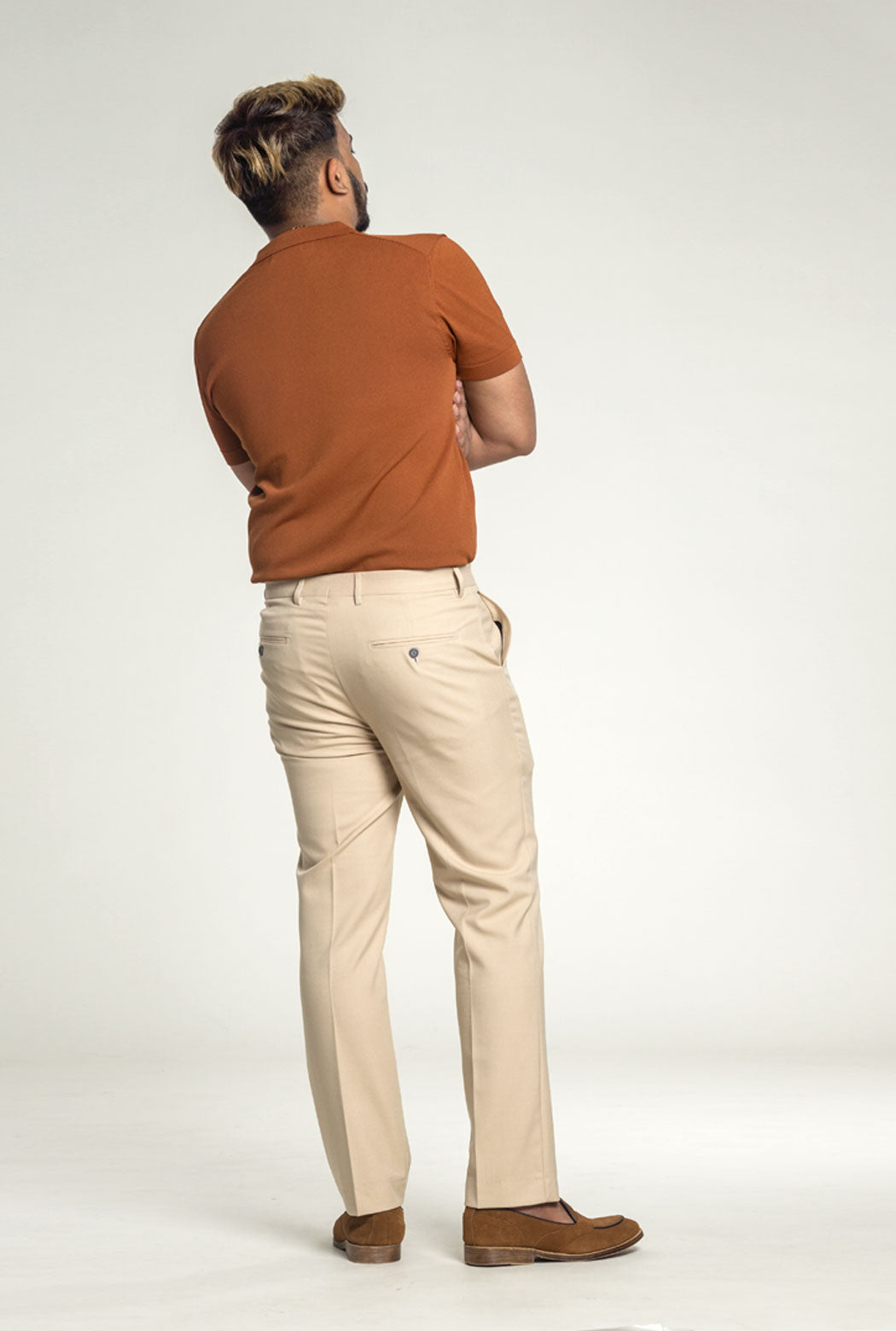 Knit  Polo Tee - Cinnamon Brown Open Collar - Zeve Shoes