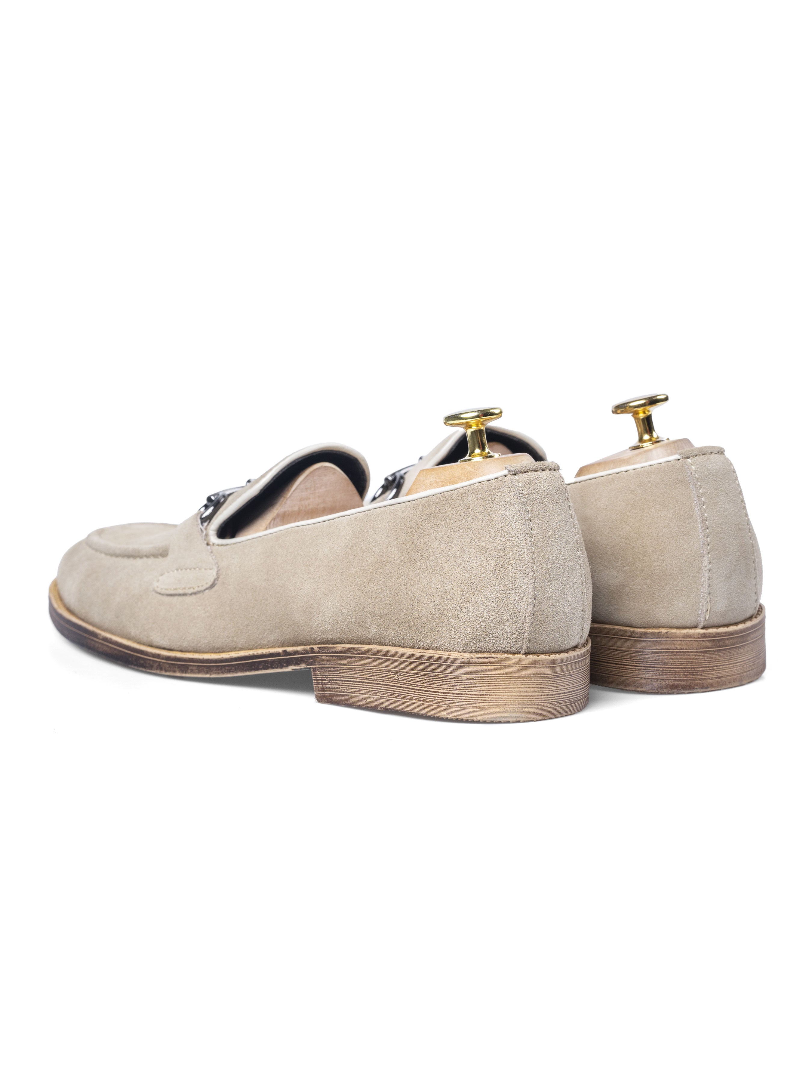 Horsebit Buckle Loafer - Beige Suede Leather (Flexi-Sole) - Zeve Shoes