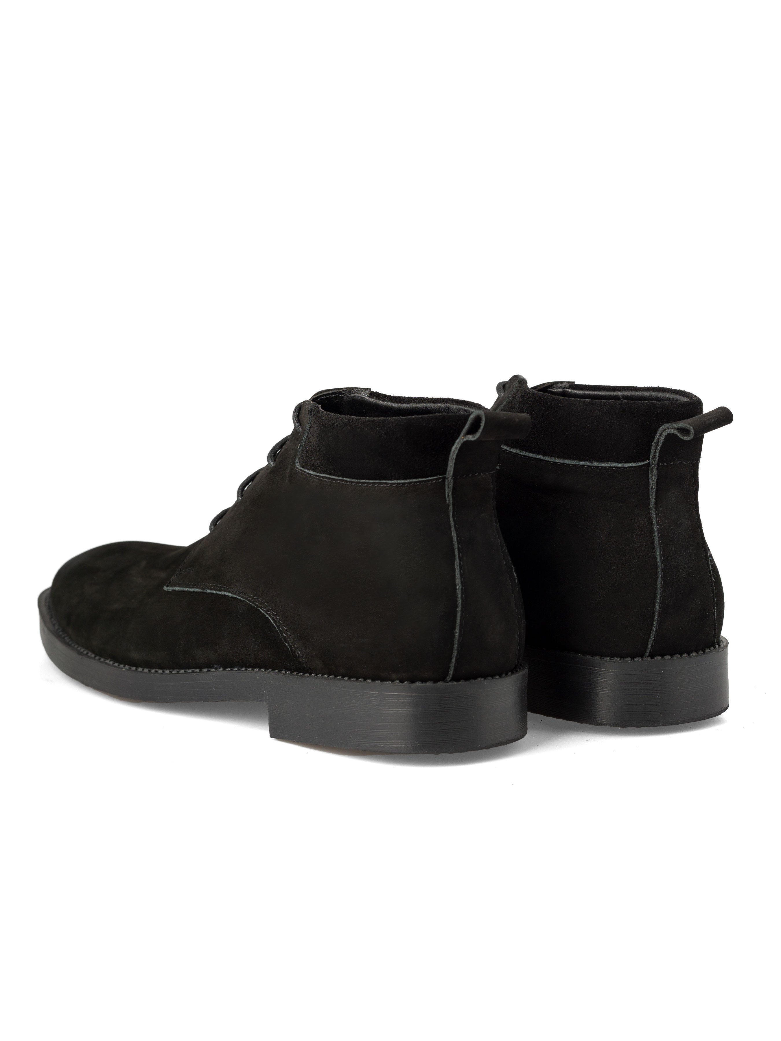 Hunter Chukka Boots - Black Nubuck Leather (Crepe Sole) - Zeve Shoes
