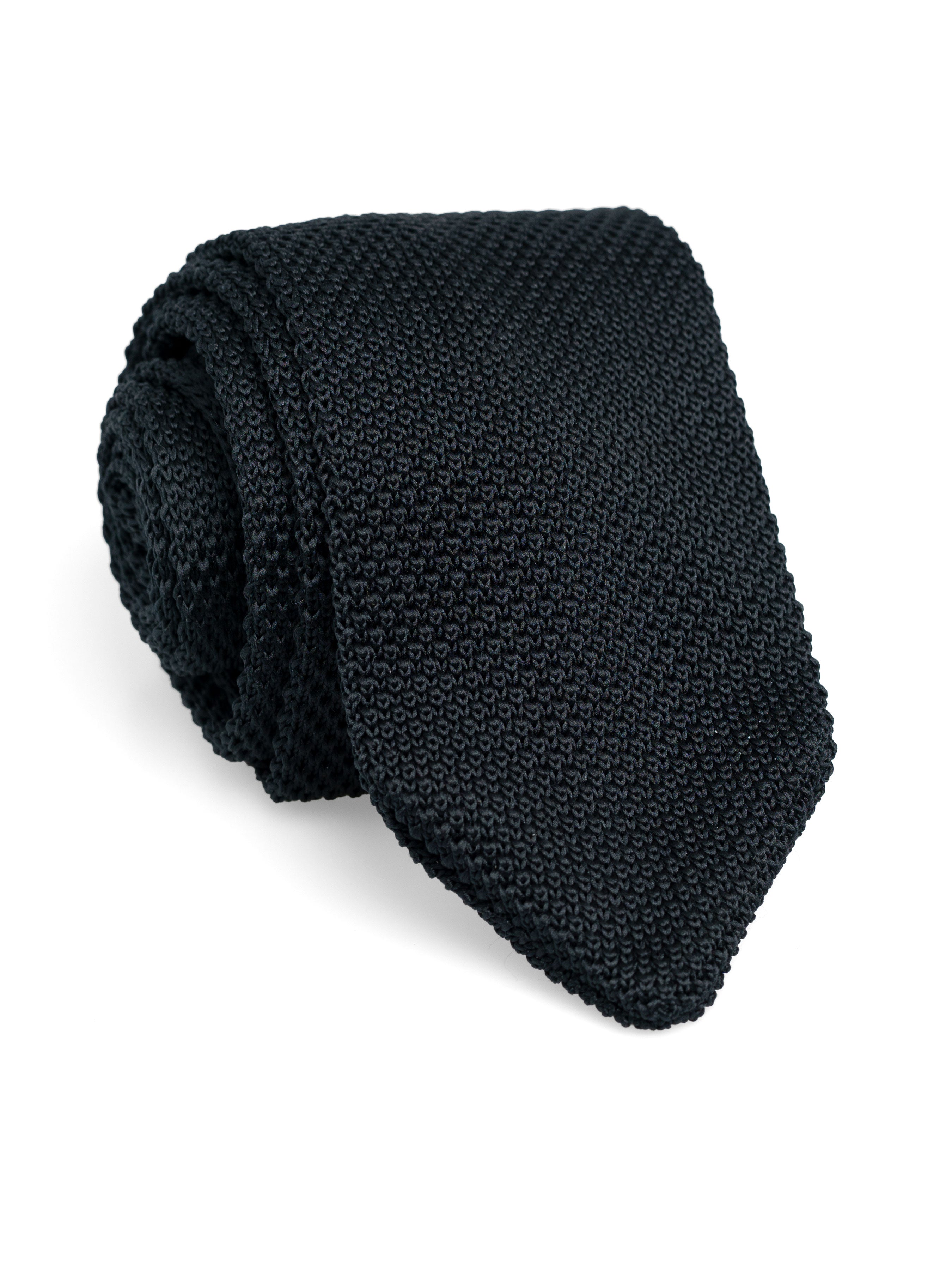 Knit Tie - Black Solid - Zeve Shoes