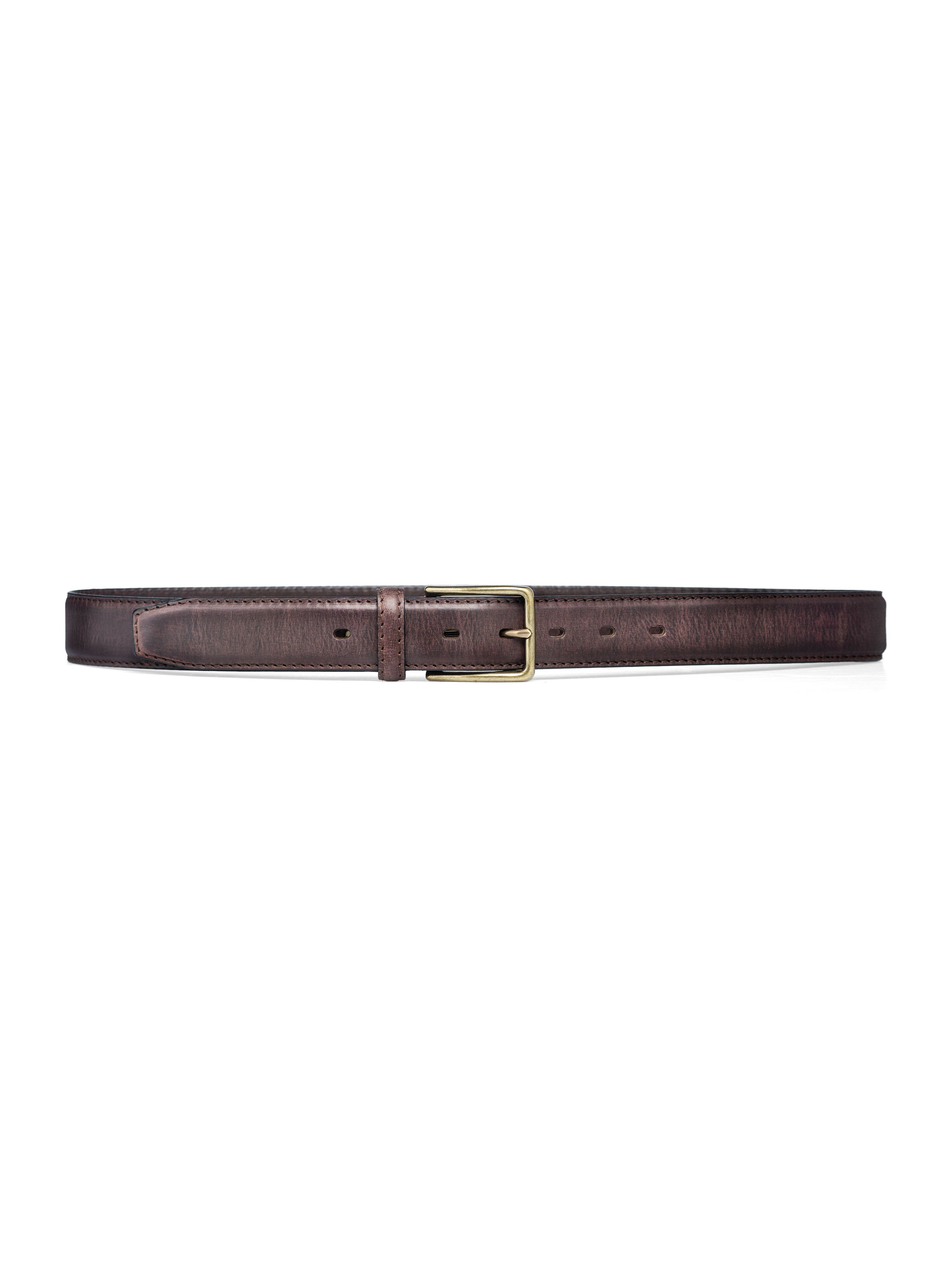 Italian Rustic Leather Belt with Frame Gold-toned Buckle - Zeve Shoes