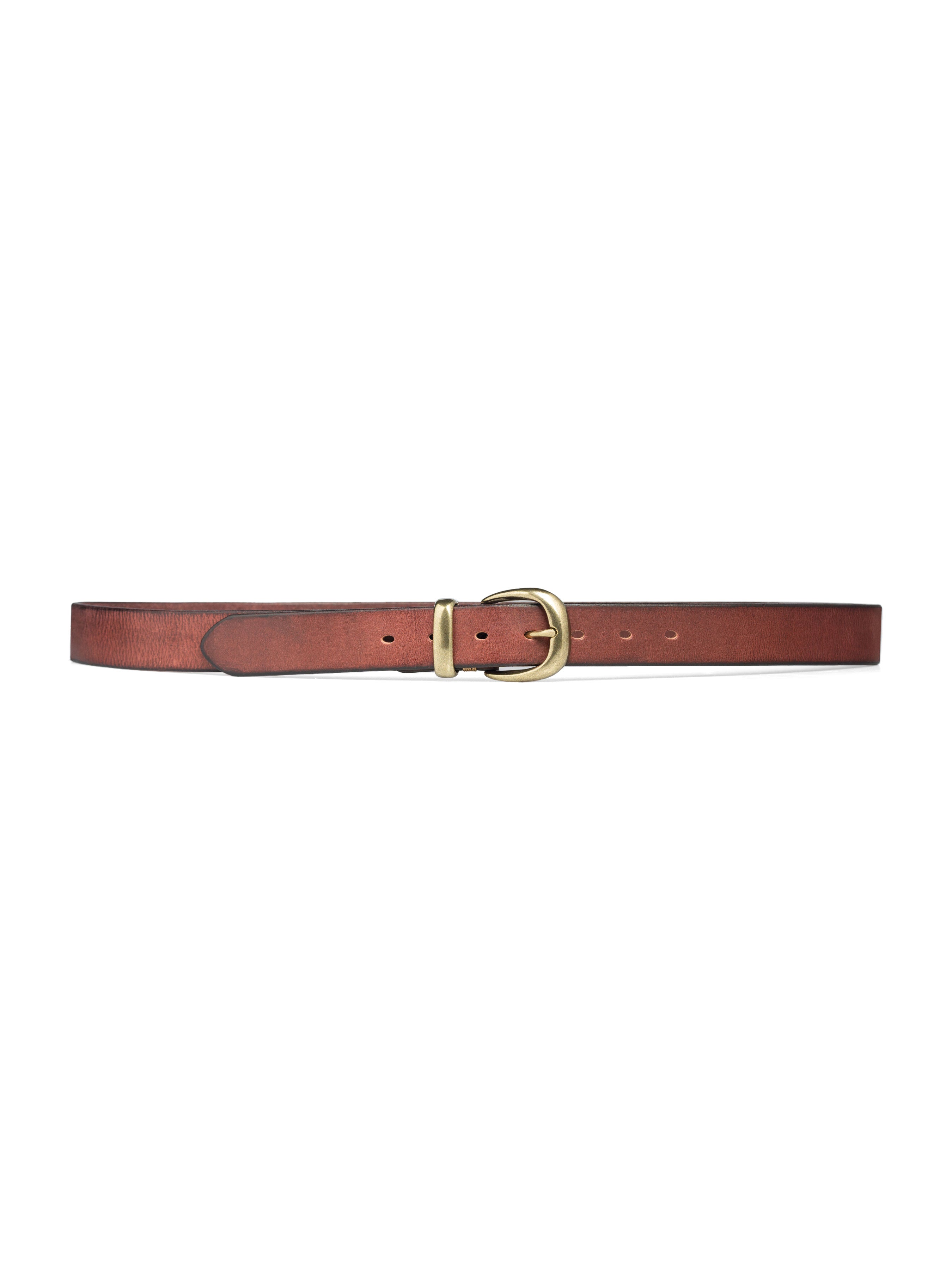 Italian Rustic Leather Belt with Horseshoe Gold-toned Buckle - Zeve Shoes