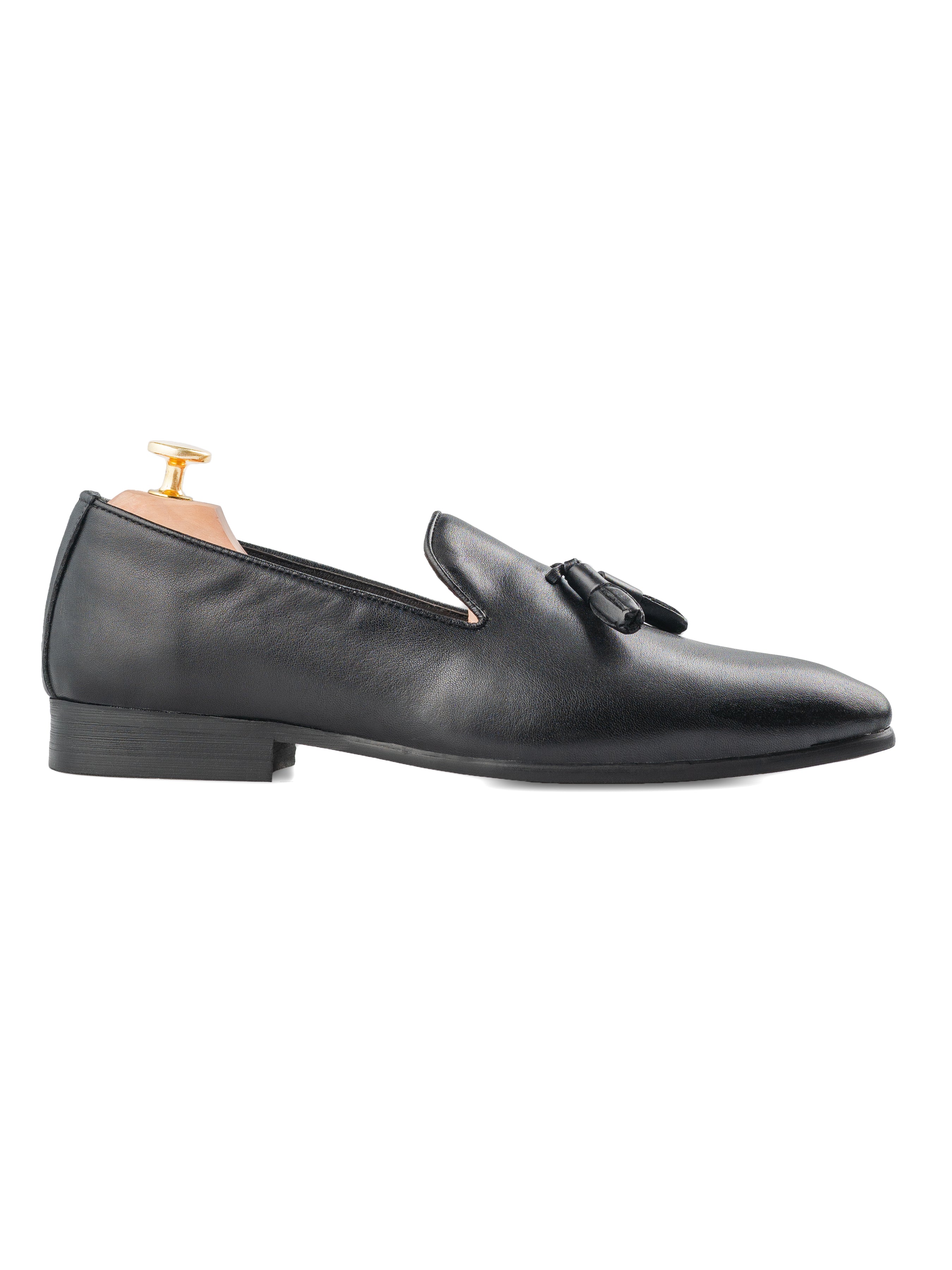 Loafer Slipper - Solid Black Leather