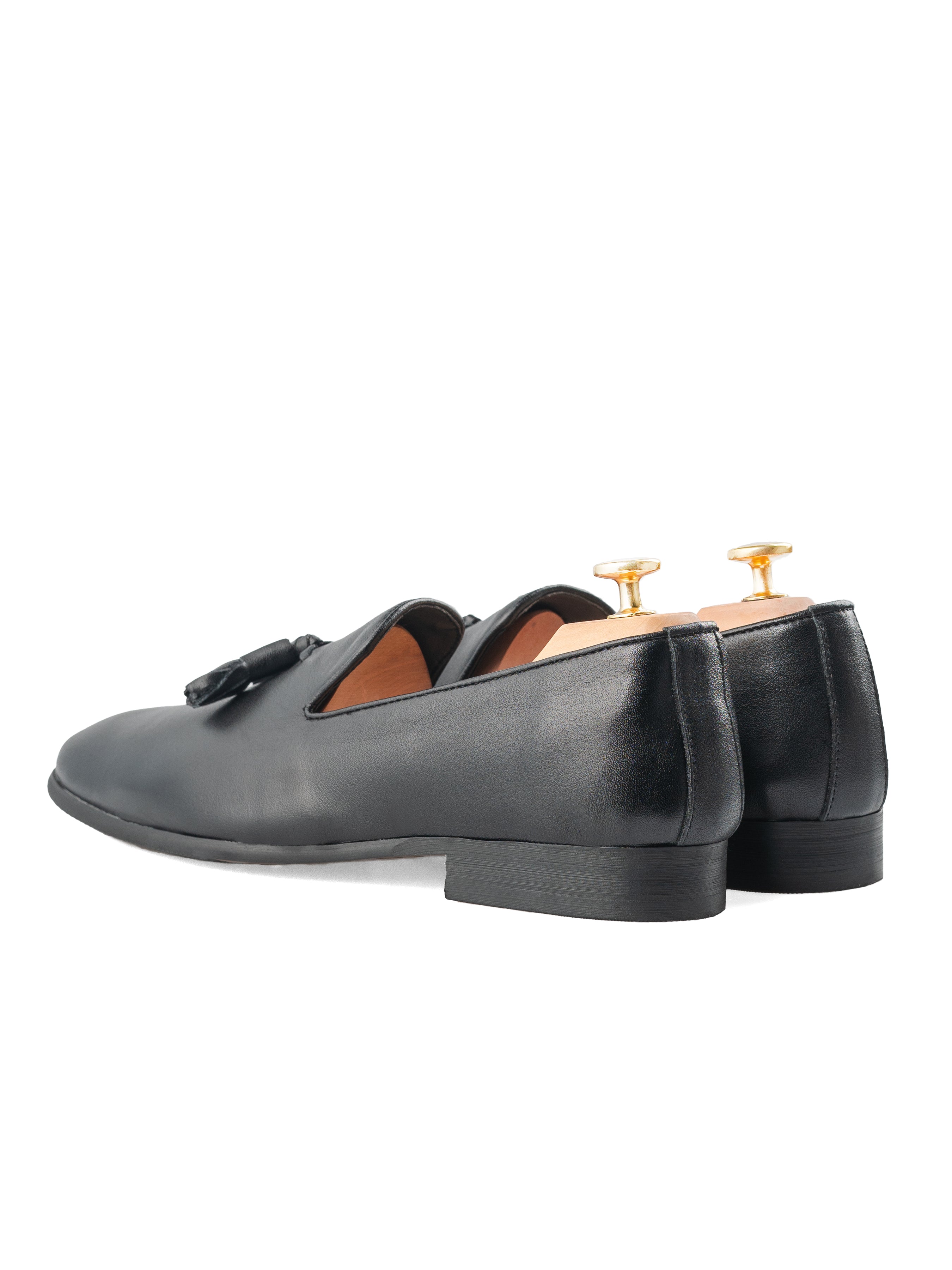 Loafer Slipper - Solid Black Leather