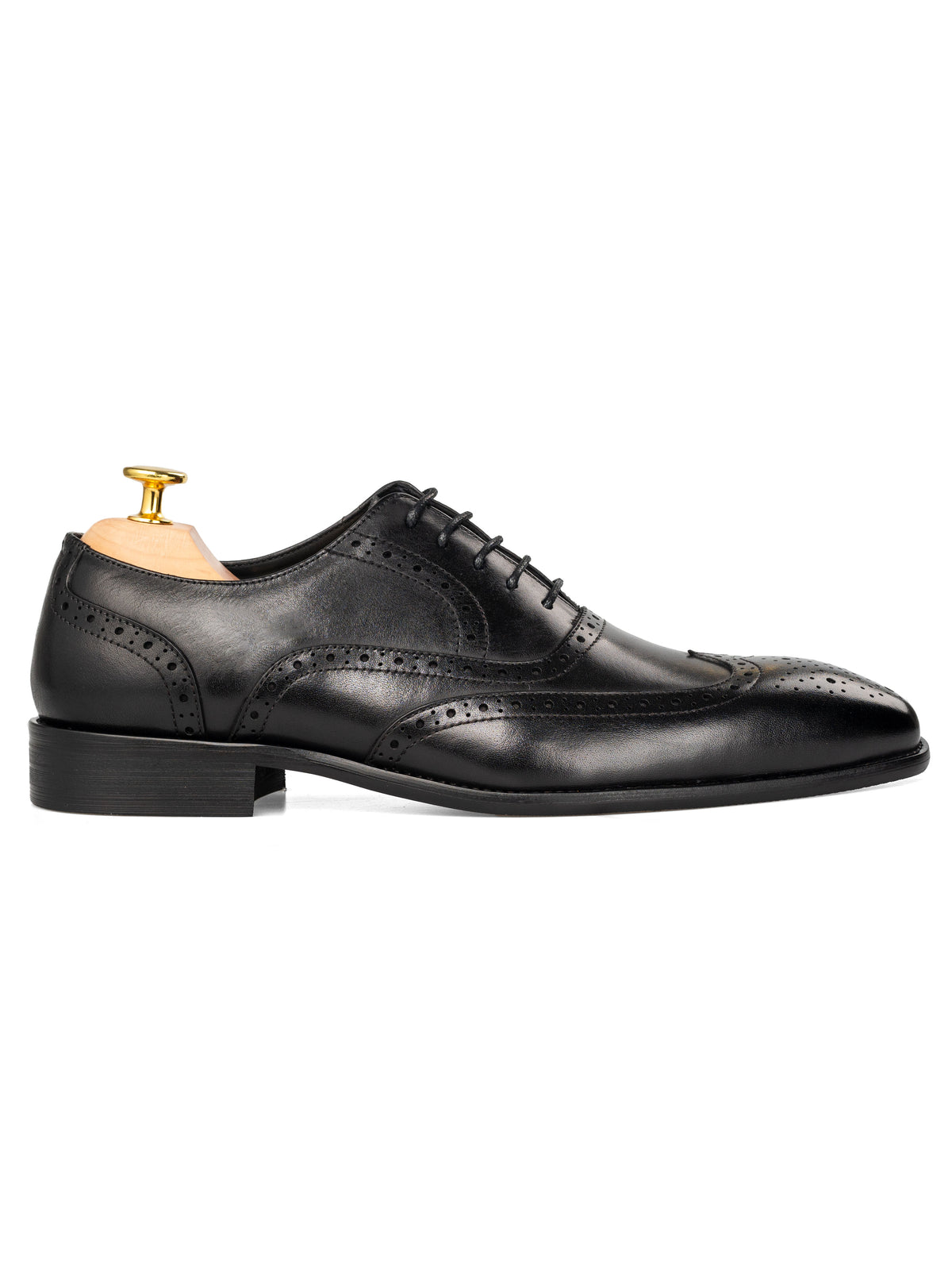 Oxford Brogue Wingtip - Black Lace Up (Chisel Toe) | Zeve Shoes