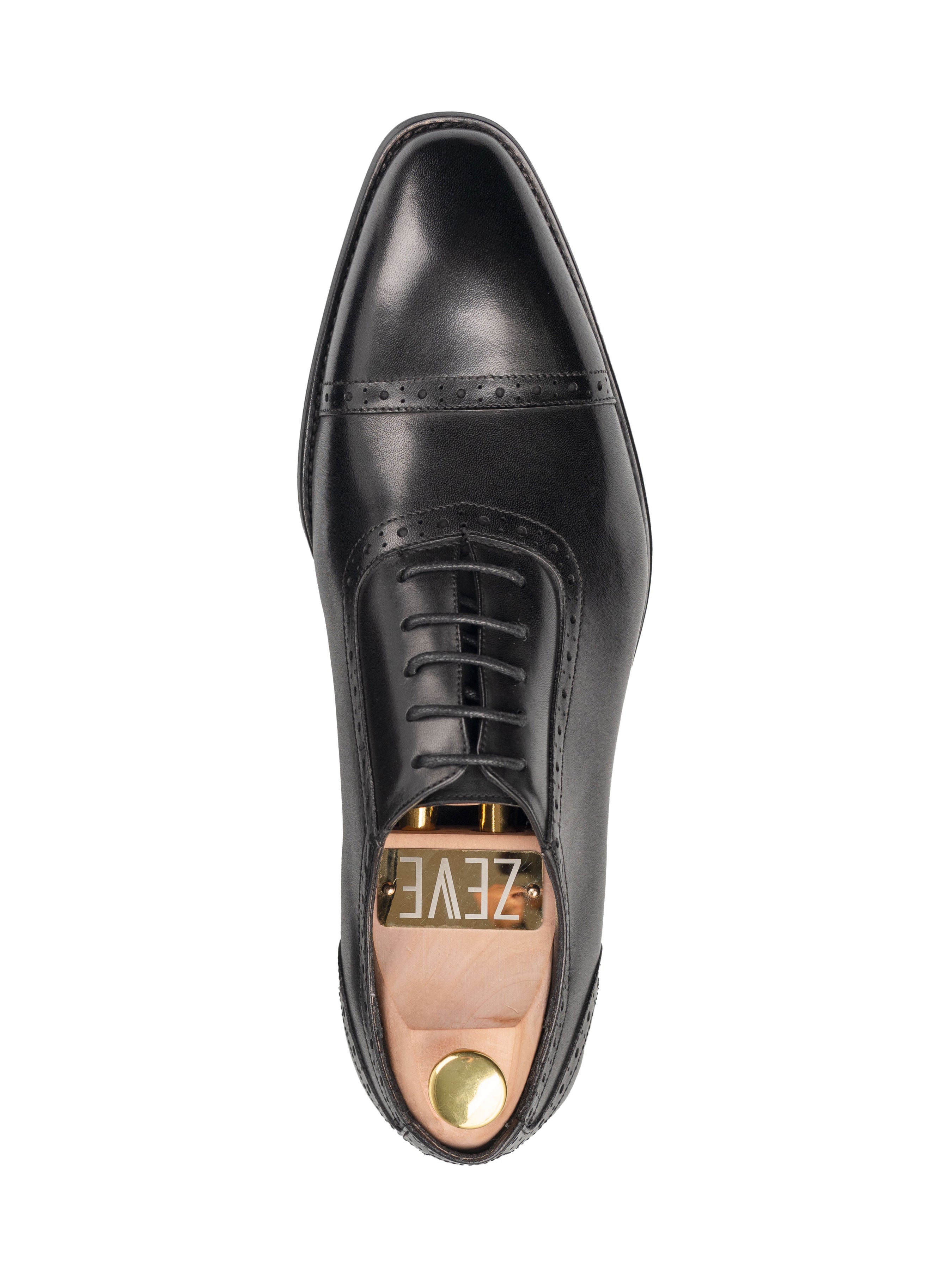 Oxford Cap Toe Adelaide - Black Lace Up (Chisel Toe)