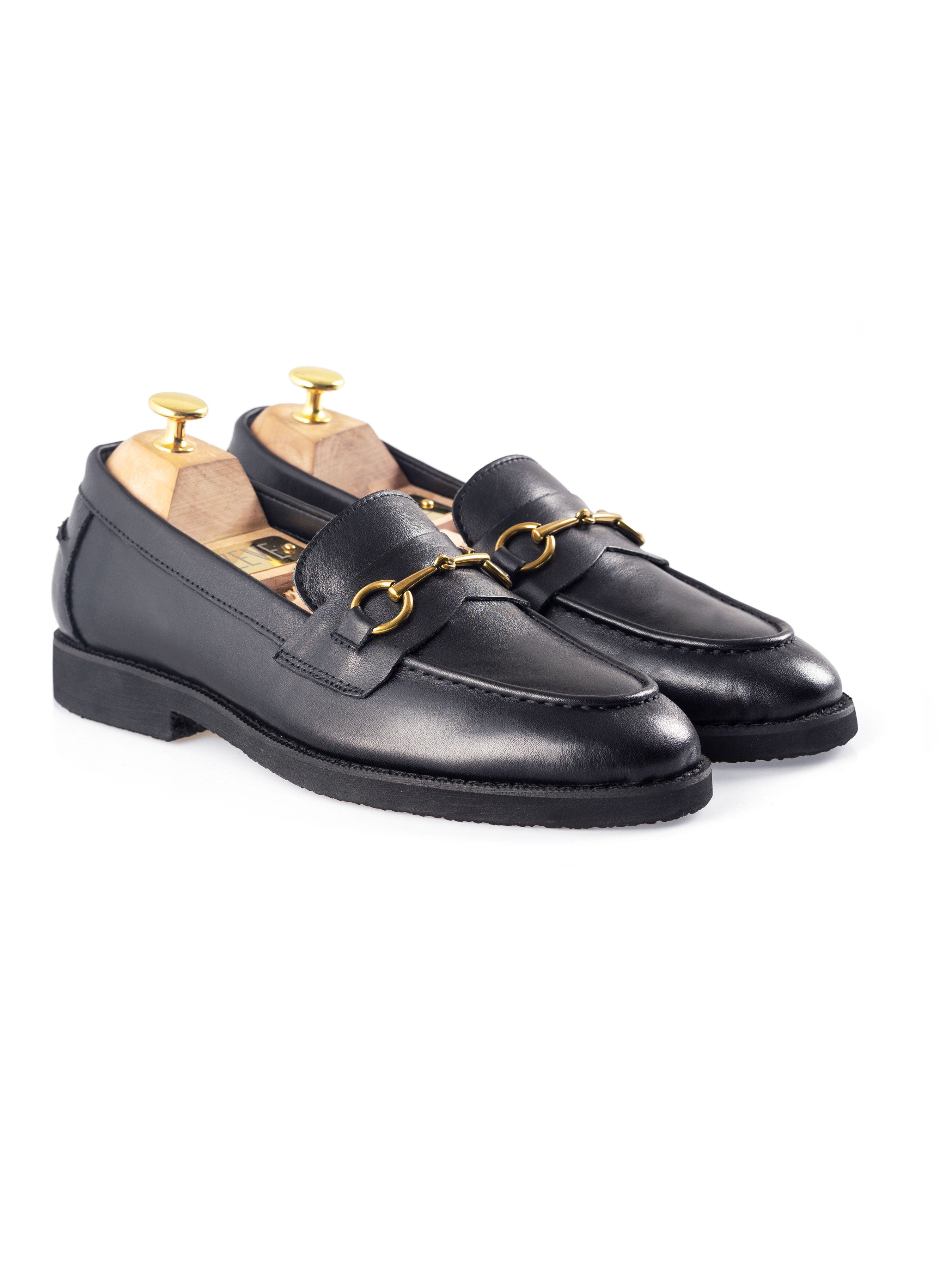Penny Loafer Horsebit Buckle - Black Leather (Crepe Sole) - Zeve Shoes