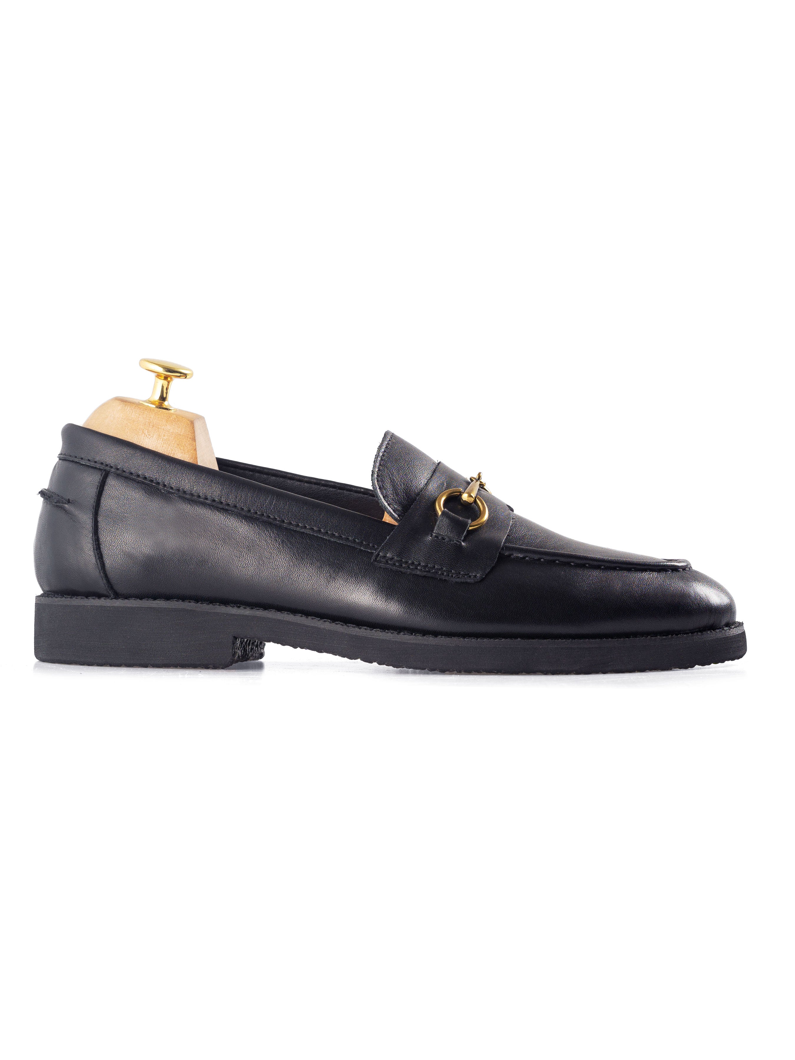 Penny Loafer Horsebit Buckle - Black Leather (Crepe Sole) | Zeve Shoes