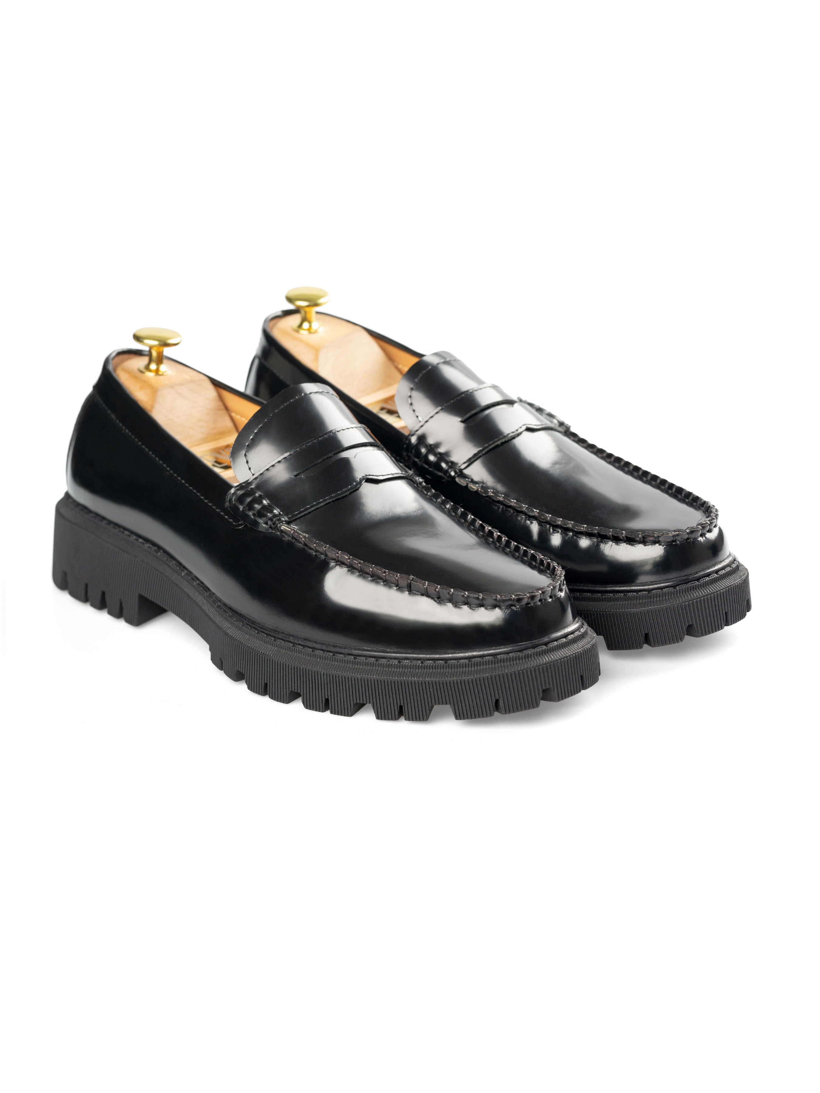 Penny Loafer - Black Polished Leather (Chunky Sole) - Zeve Shoes
