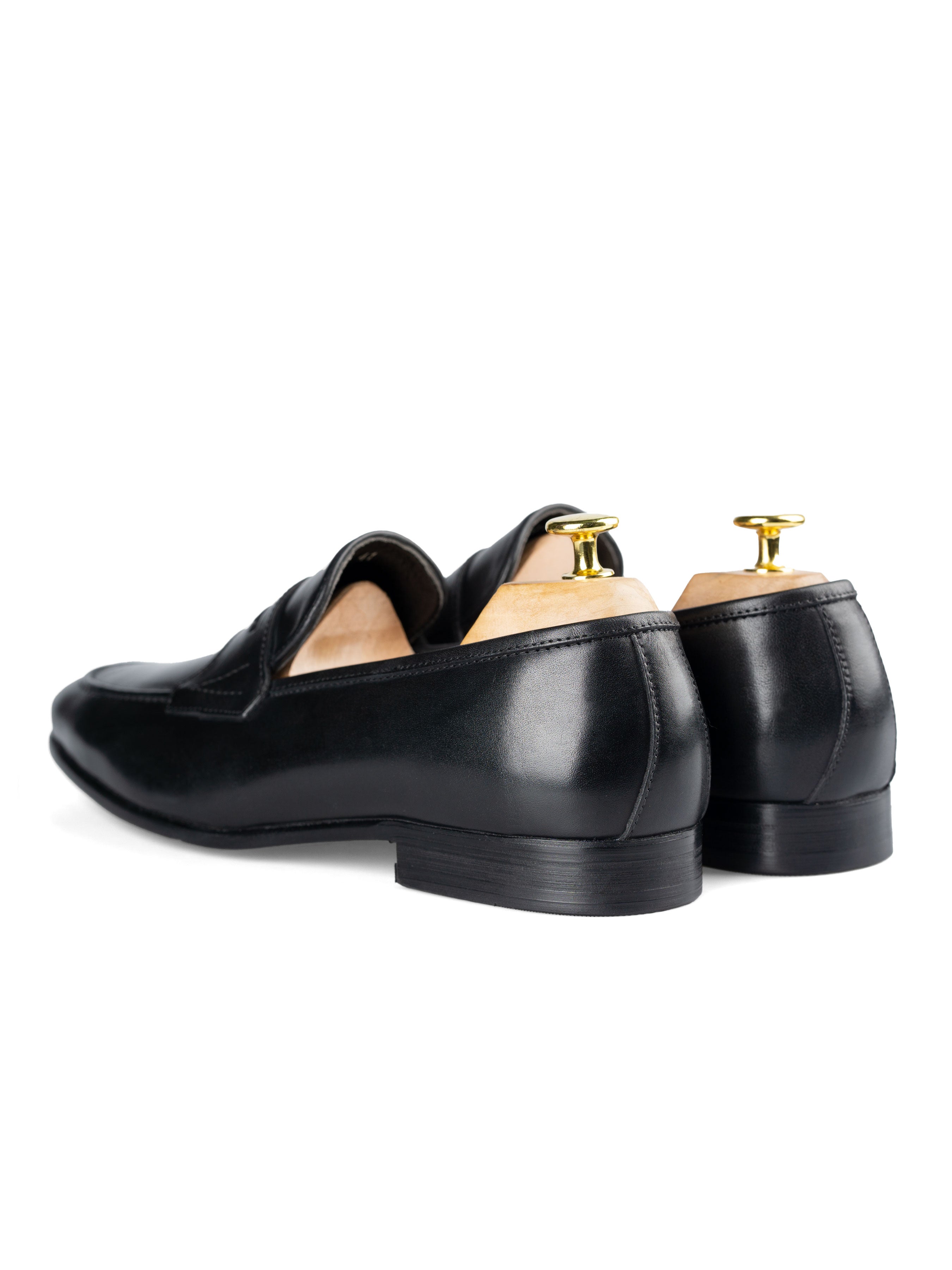 Penny Loafer Wing Strap - Solid Black - Zeve Shoes