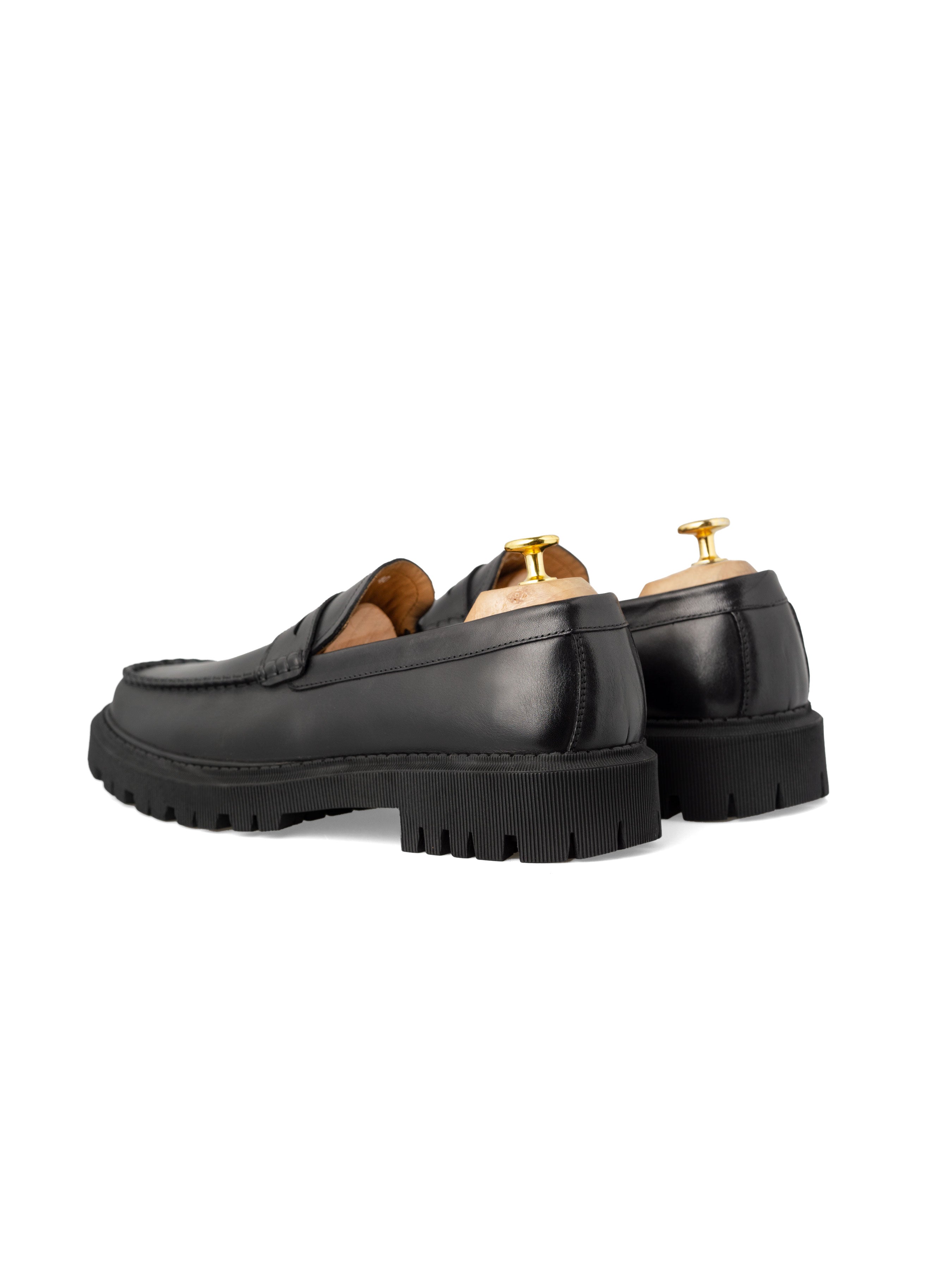 Penny Loafer - Black Polished Leather (Chunky Sole) - Zeve Shoes