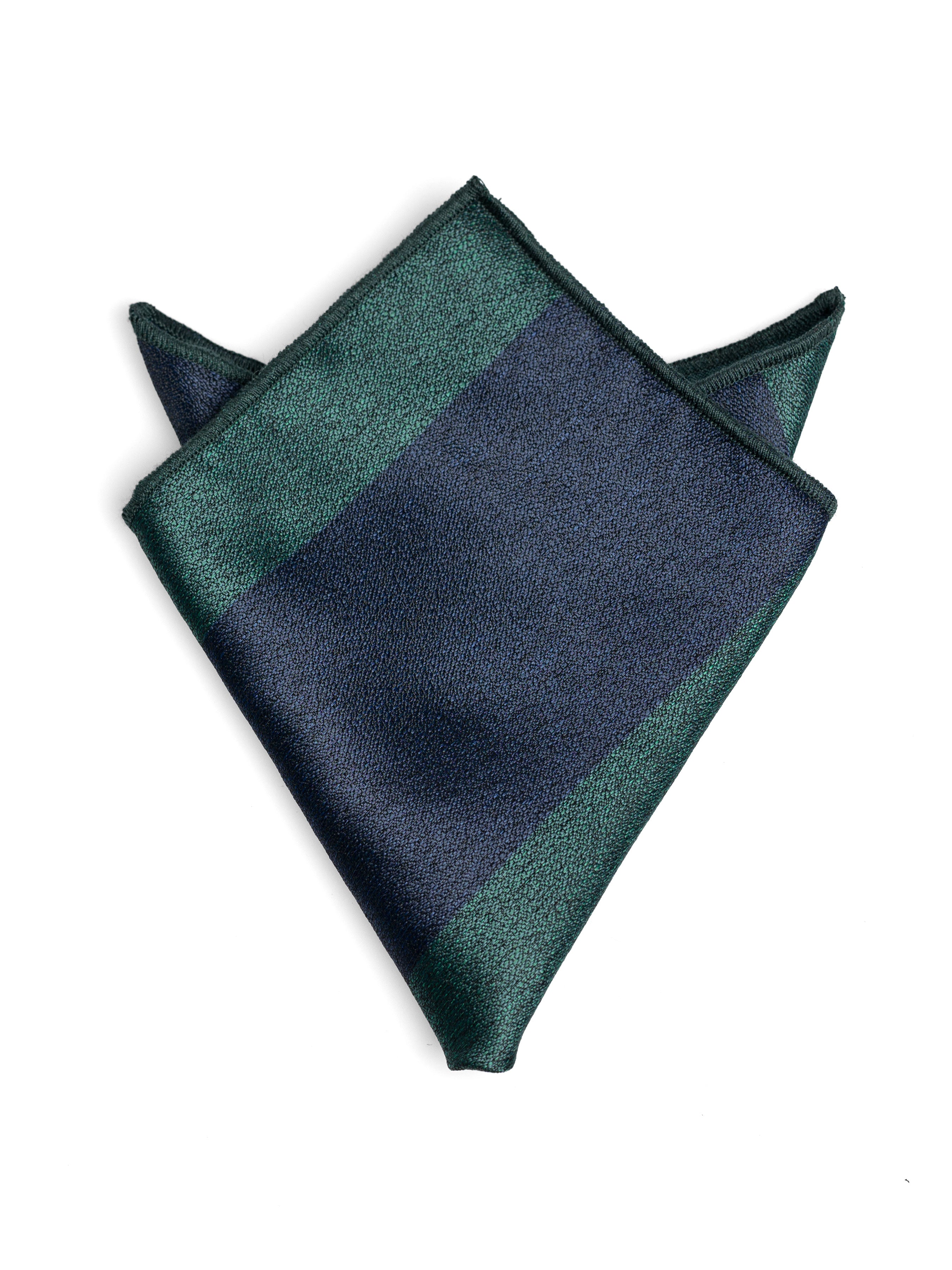 Stripe Pocket Square - Emerald Green with Blue Line - Zeve Shoes