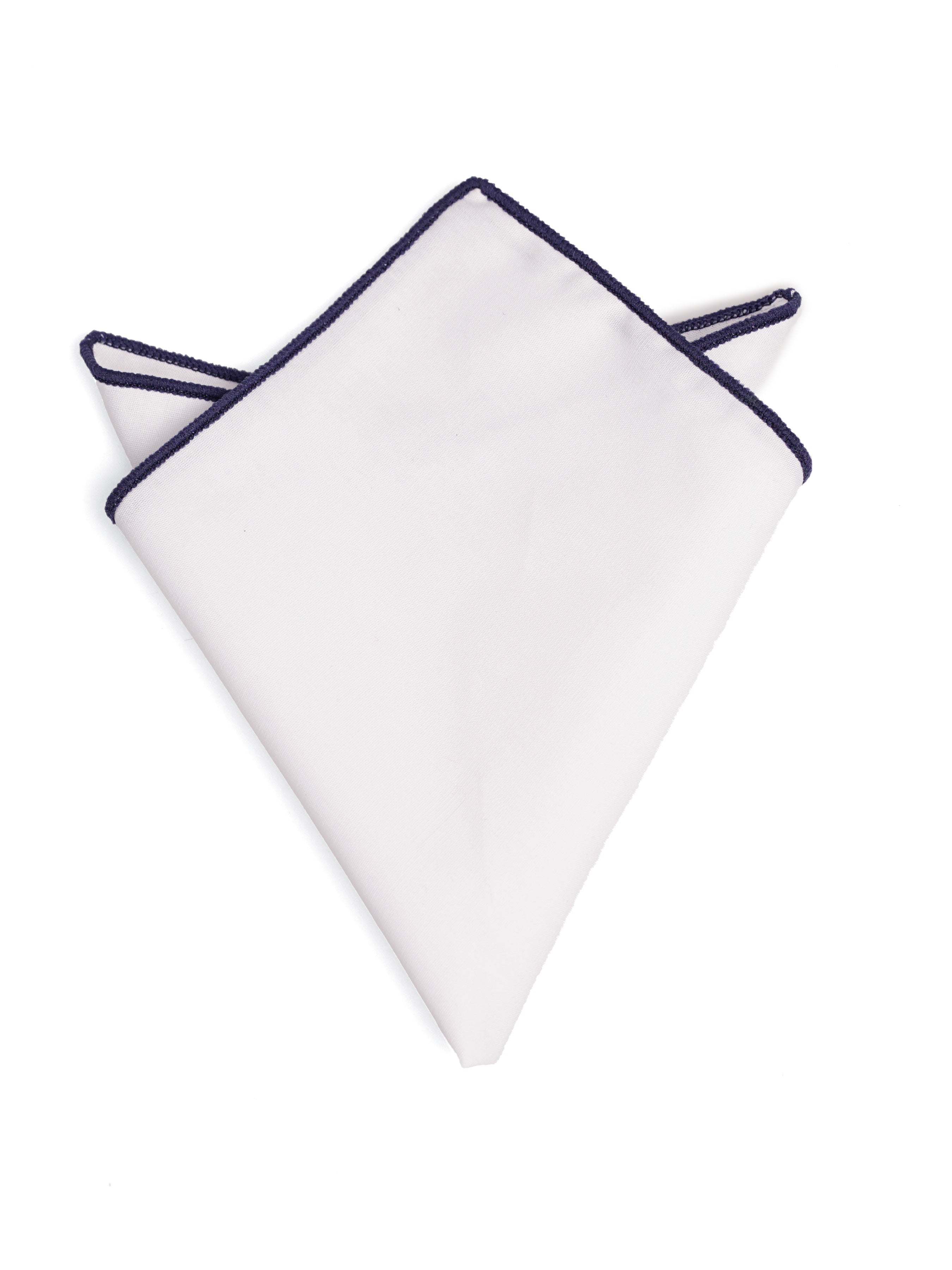 Cotton White Pocket Square with Contrast Piping - Zeve Shoes