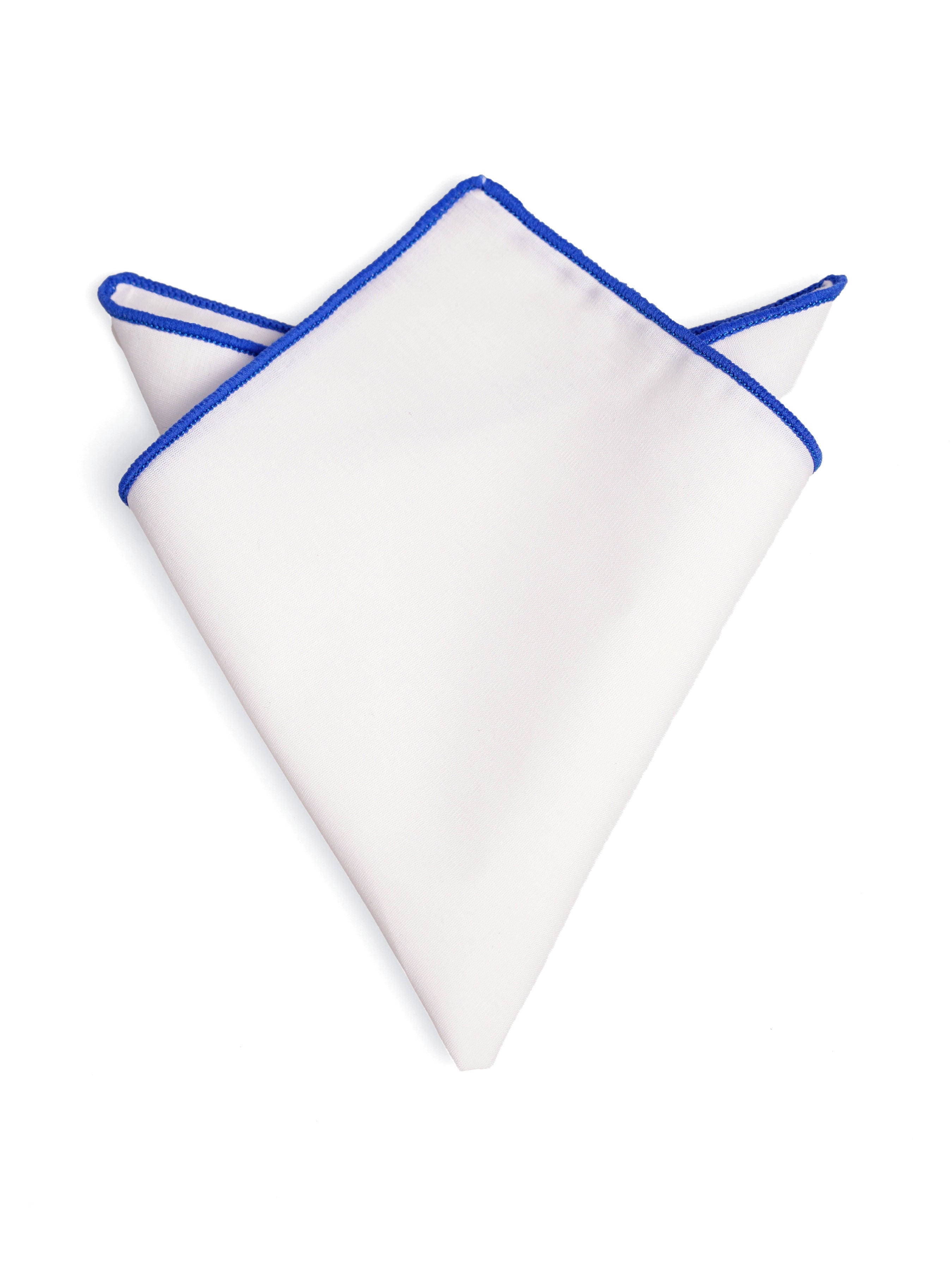 Cotton White Pocket Square with Contrast Piping - Zeve Shoes