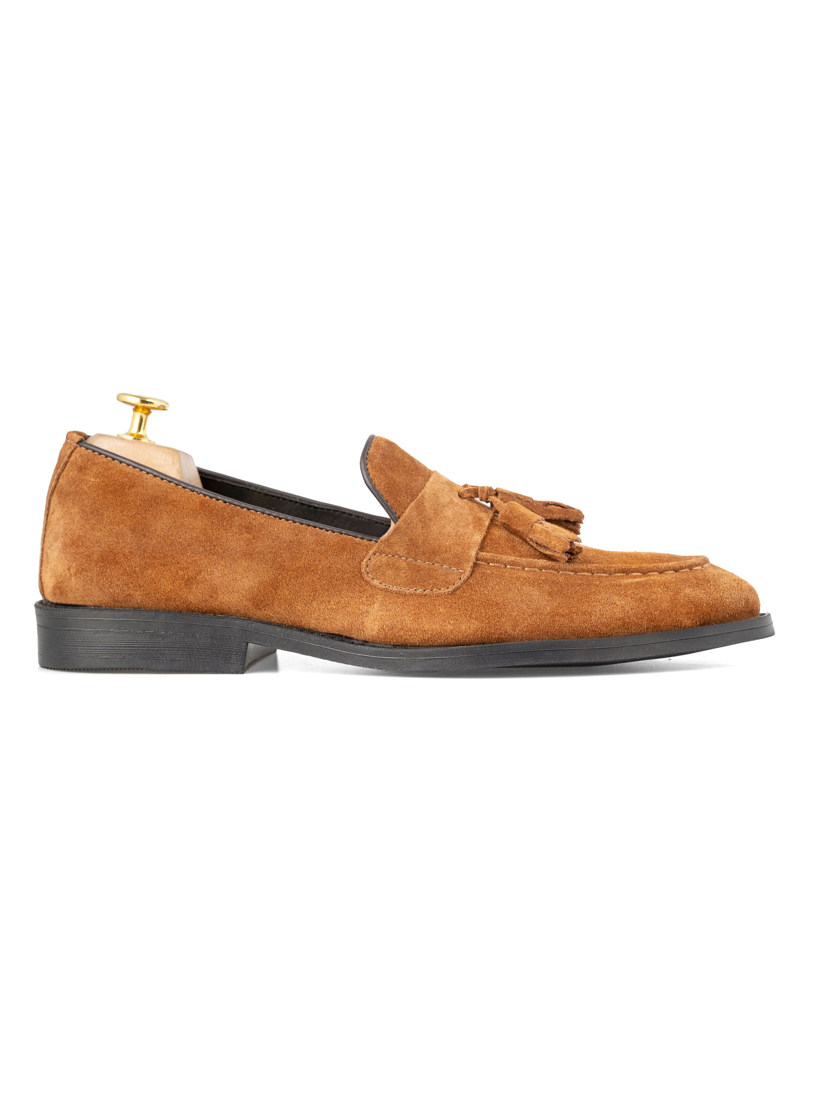Rocky Tassel Loafer - Camel Suede Leather (Flexi-Sole) - Zeve Shoes