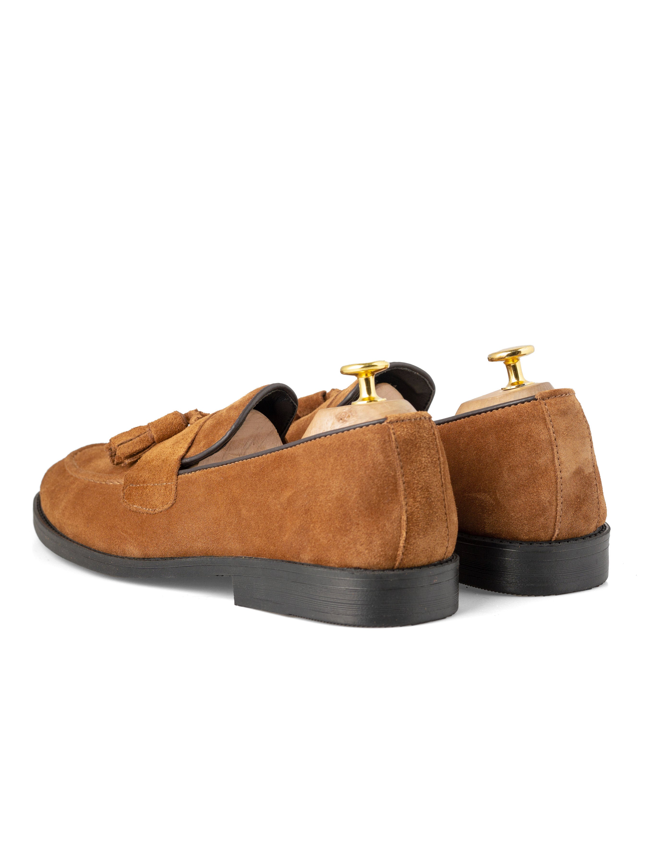 Rocky Tassel Loafer - Camel Suede Leather (Flexi-Sole) - Zeve Shoes