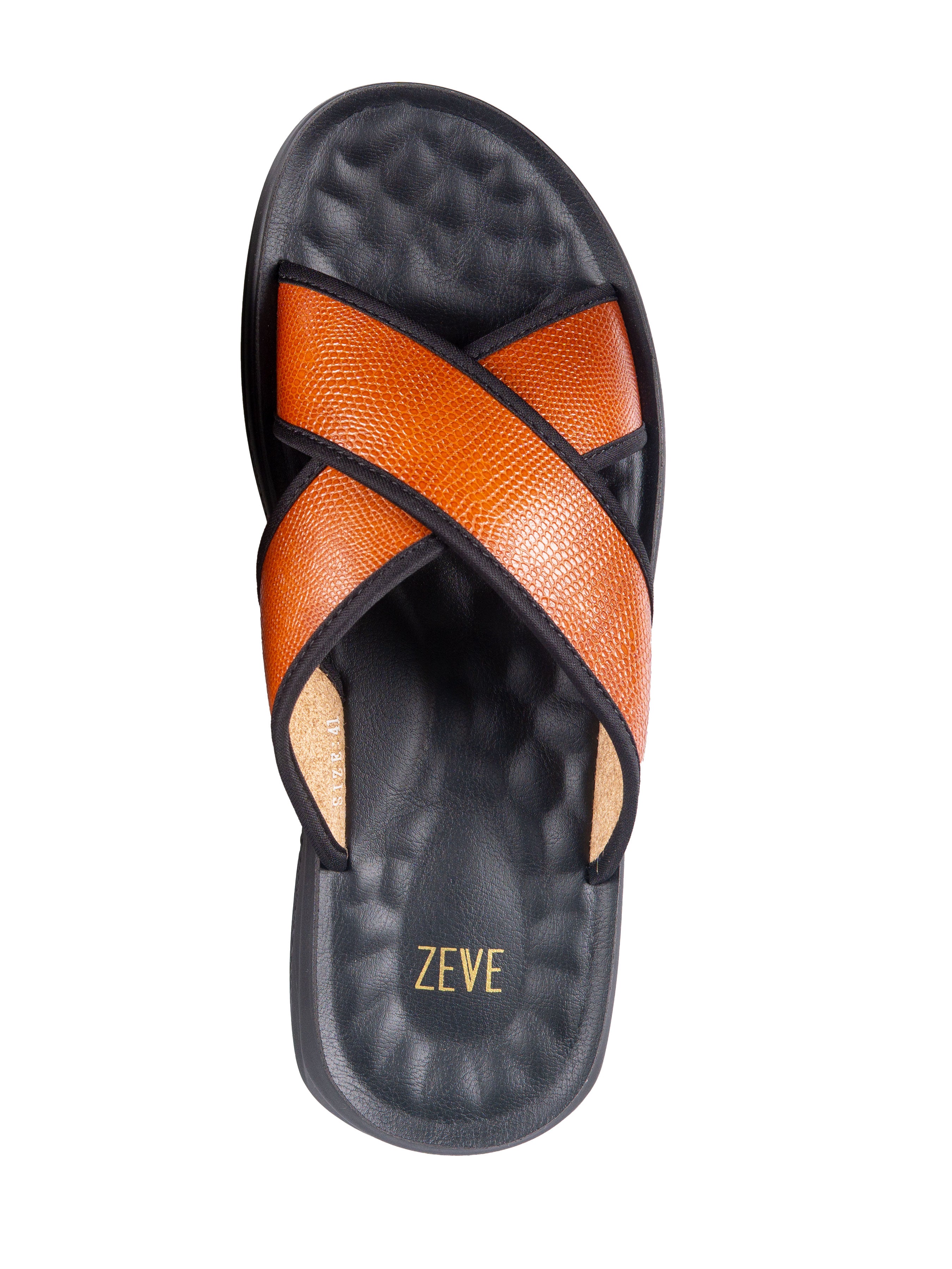 Cross Strap Sandal - Cognac Tan Phyton Leather - Zeve Shoes