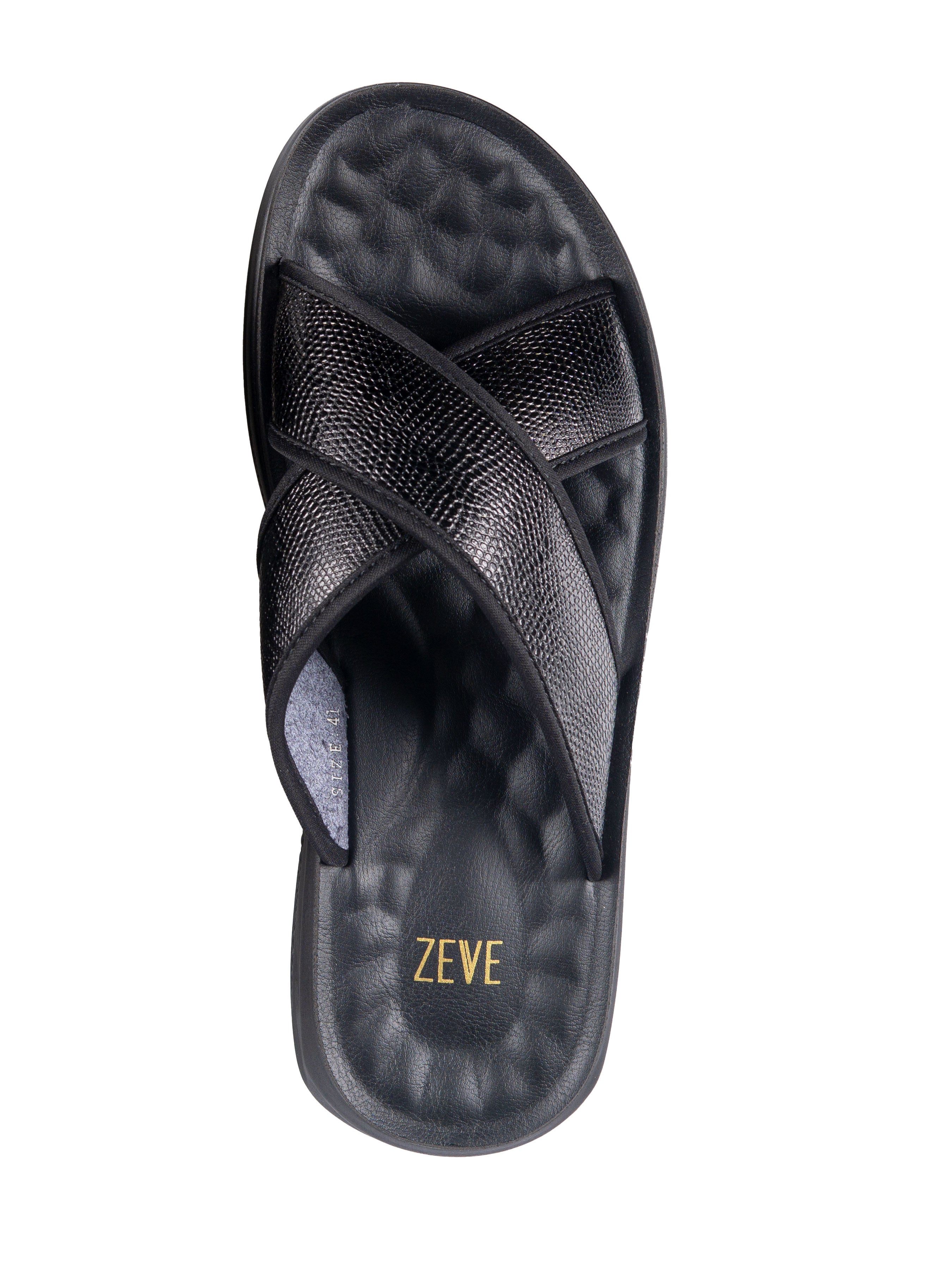 Cross Strap Sandal - Black Phyton Leather - Zeve Shoes